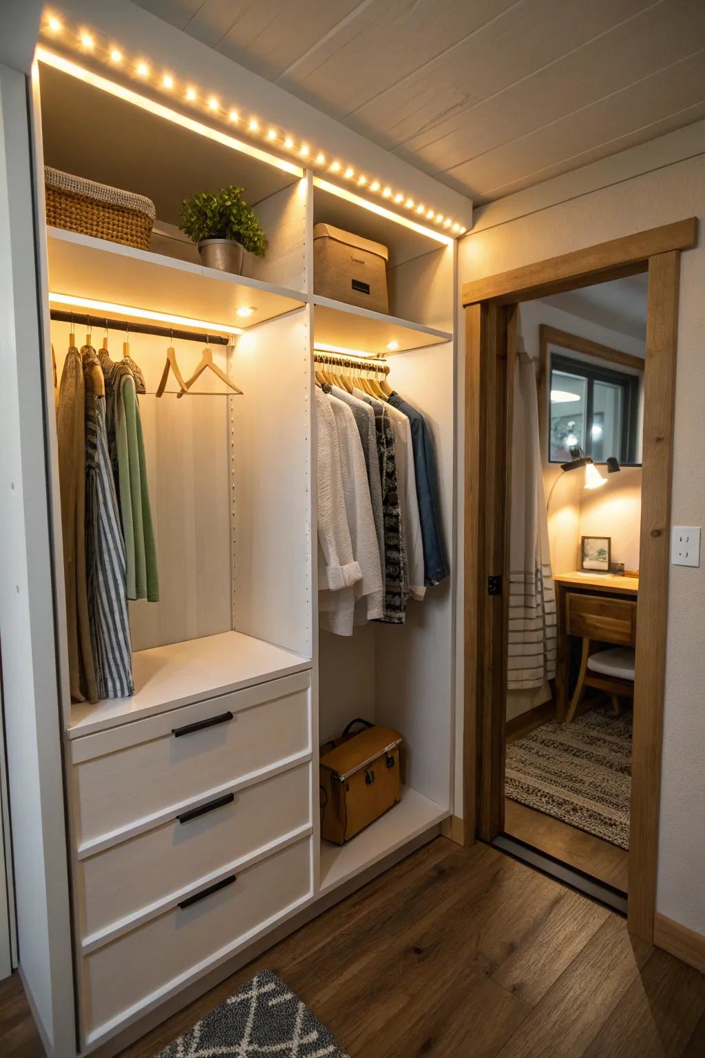 Lighting to make the closet better.