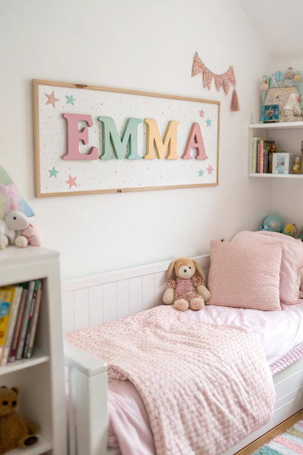 A nameplate adds a personal touch to your child's space.