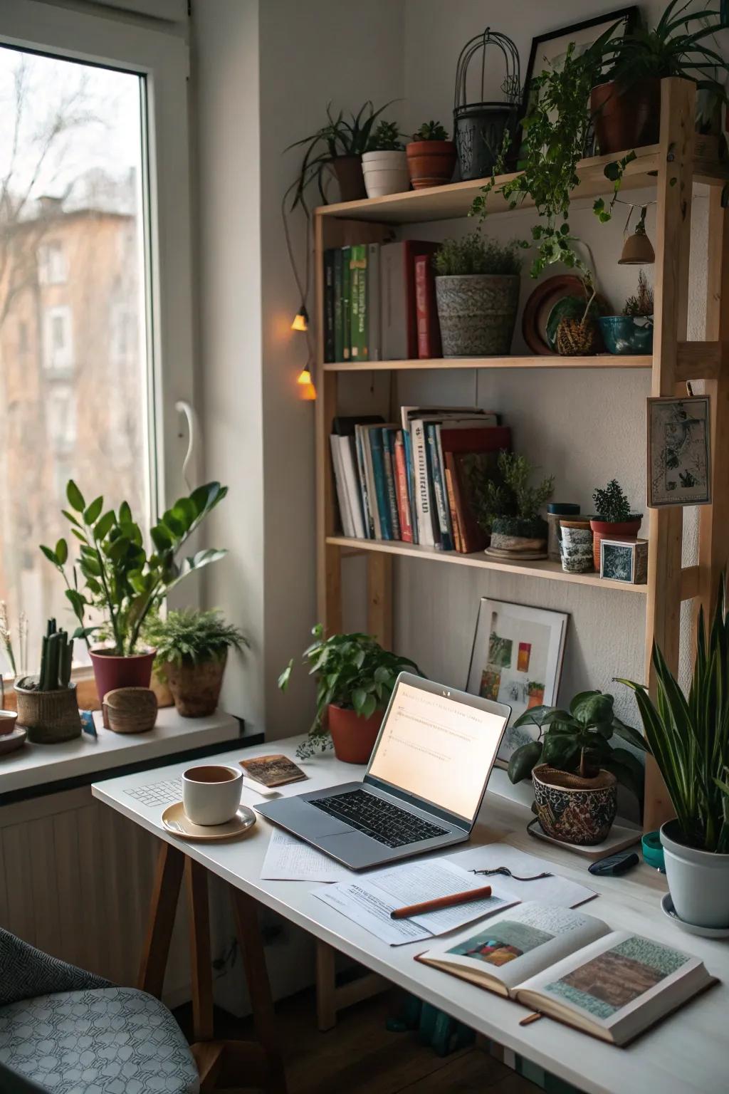Plants lend life and a natural element to your workspace.