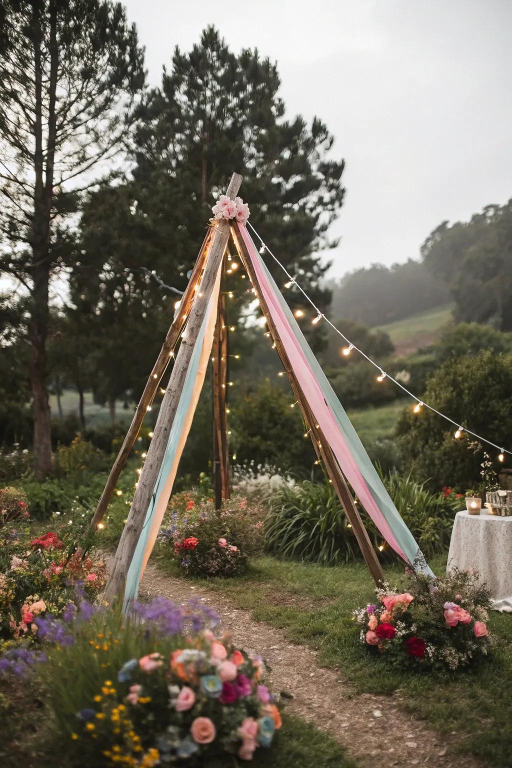 A whimsical triangle arch that introduces a trace of magic to any event.