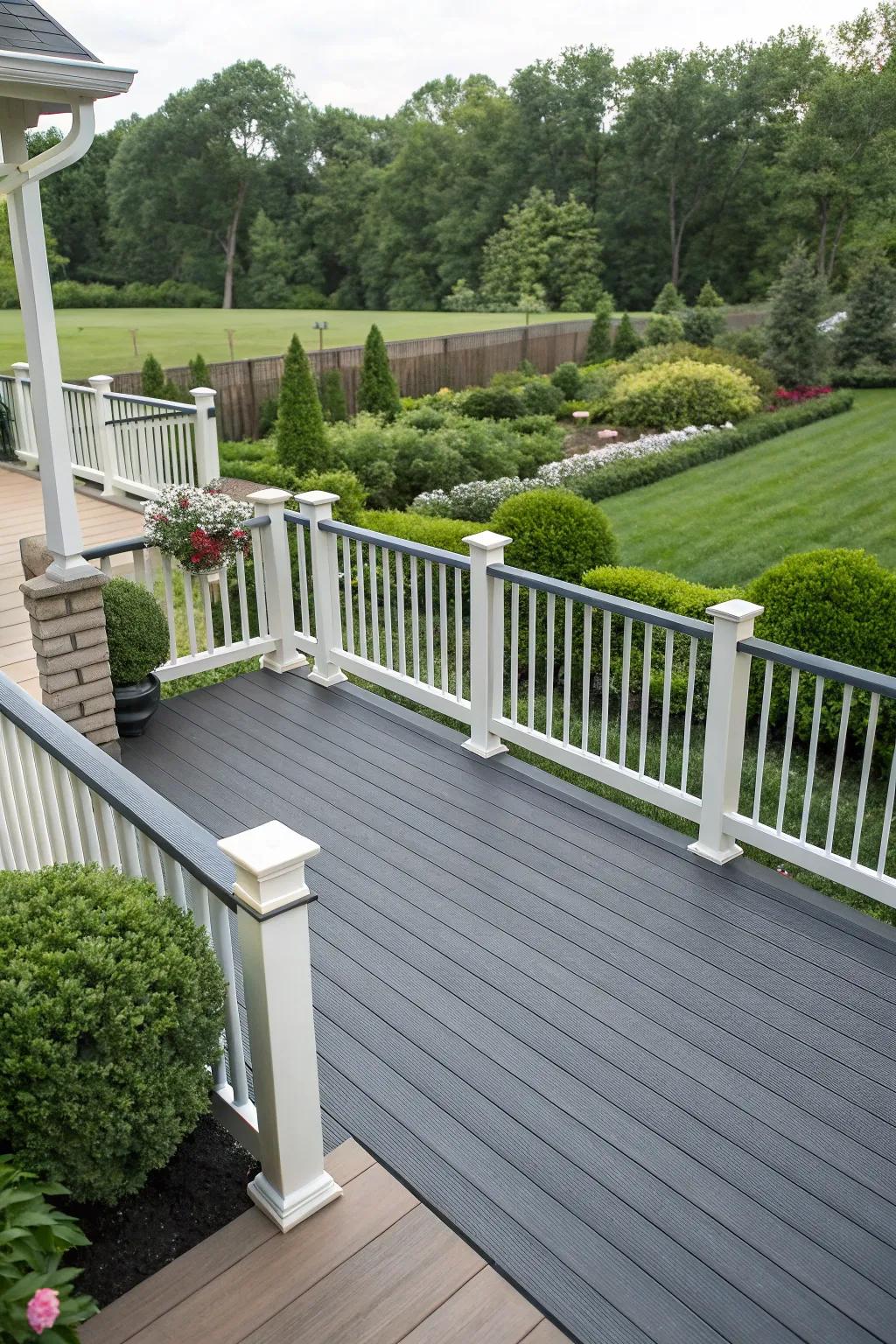 Deep gray and ivory combine for a striking modern classic deck.