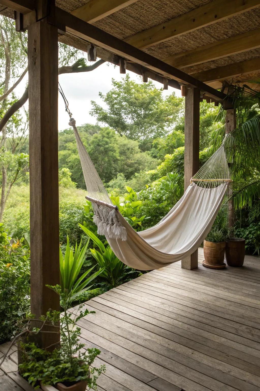 Find tranquility in a gently swaying hammock.