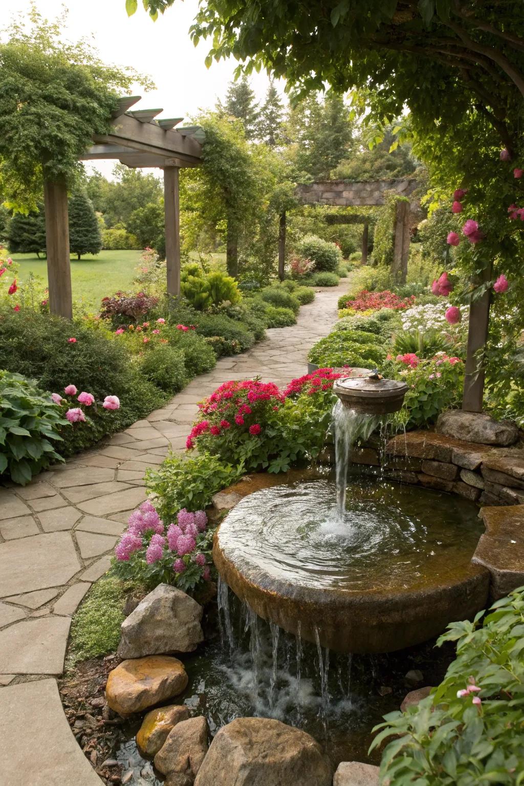 Abundant vegetation enhances the inherent sensation of water elements.