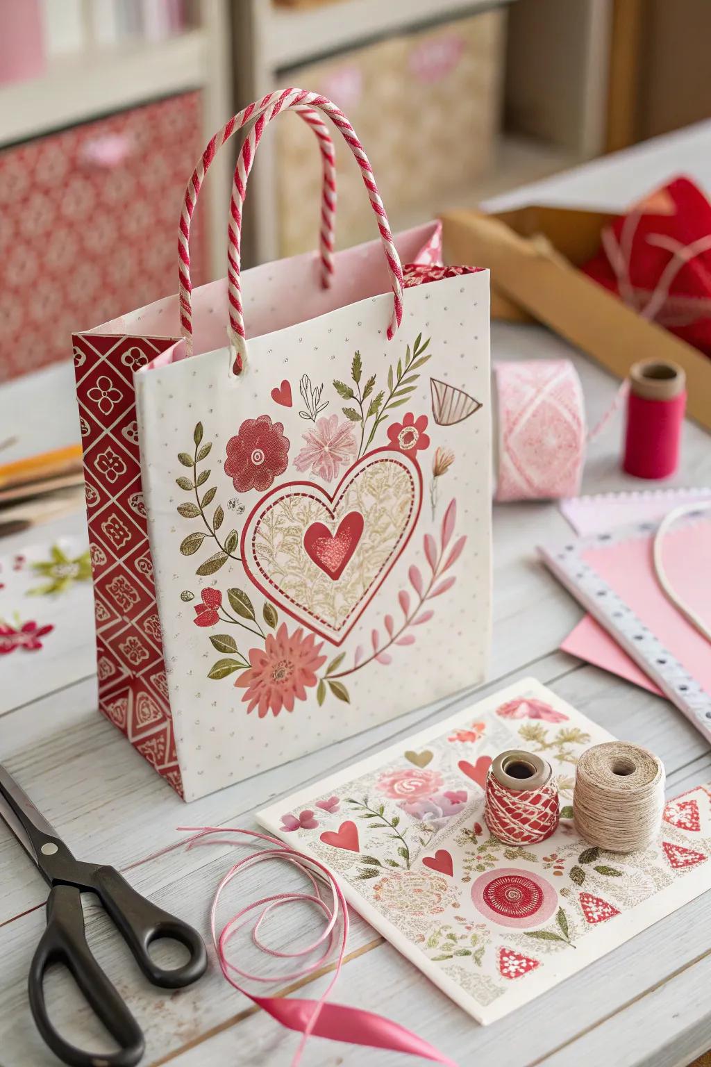 Patterned artwork Valentine's surprise bag featuring elaborate patterns.