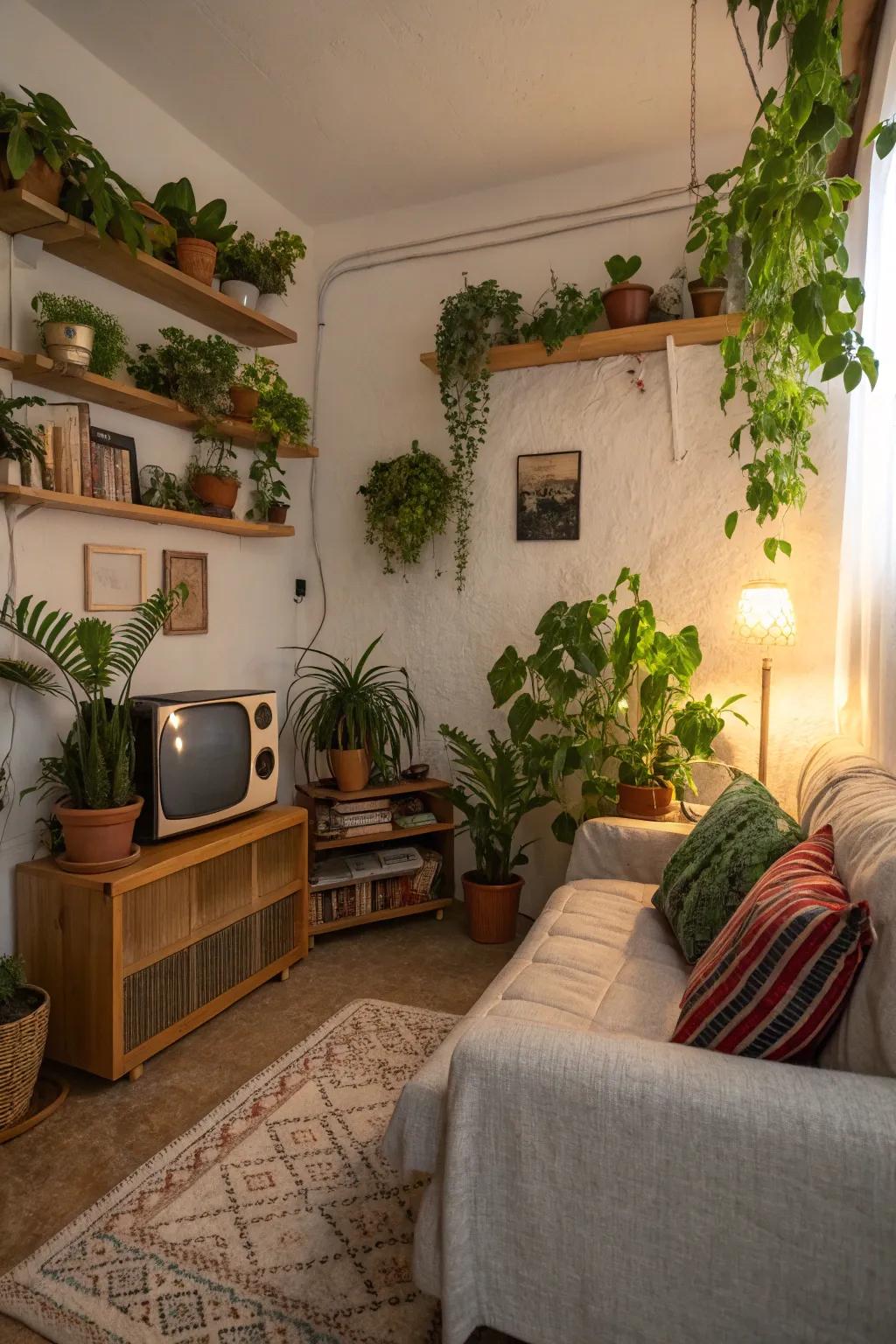 Plants add life and a natural element to the room