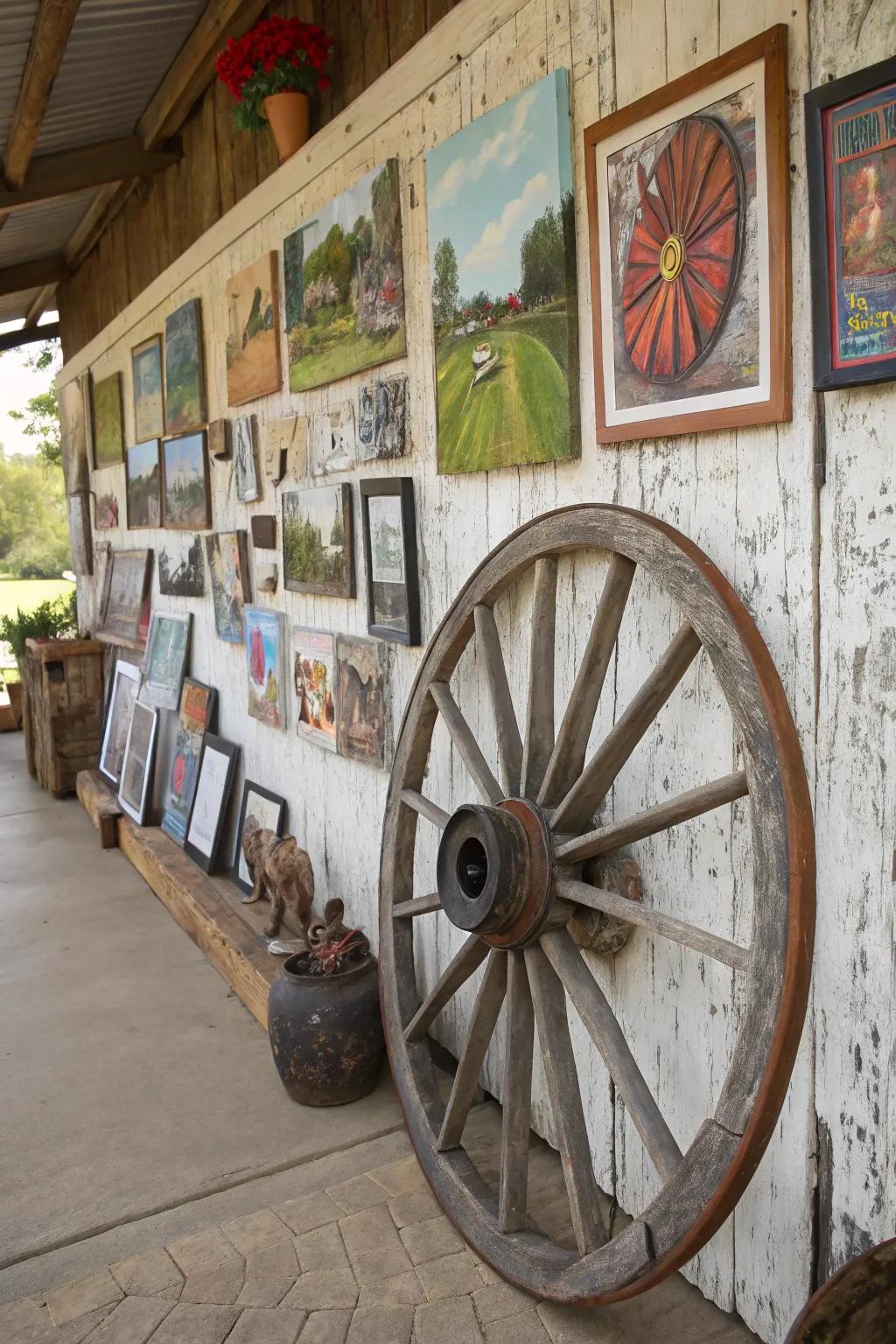 Inside a country cart wheel, an artful exhibit discovers an ideal setting.