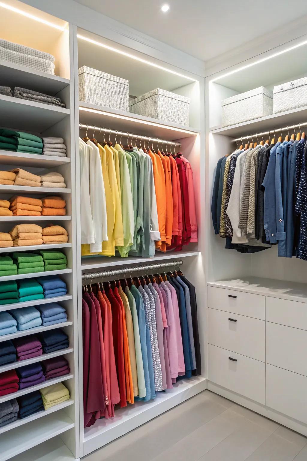 Color-coding makes the space look organized and aesthetically pleasing.