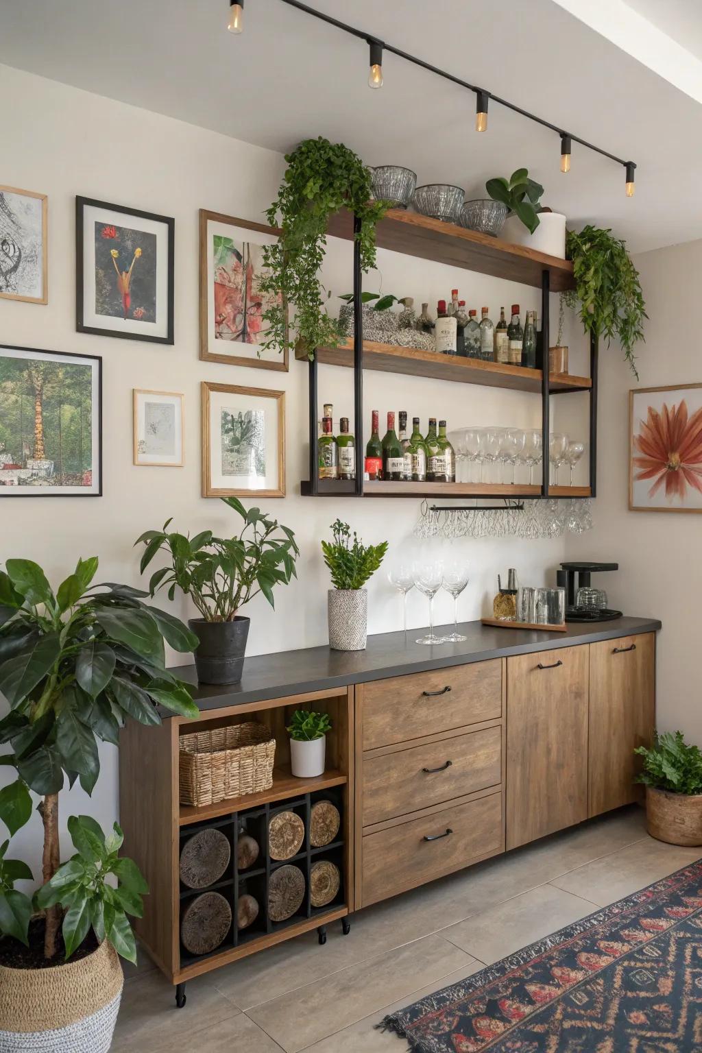 Personal touches with ornamental touches make your wall bar distinctively yours.