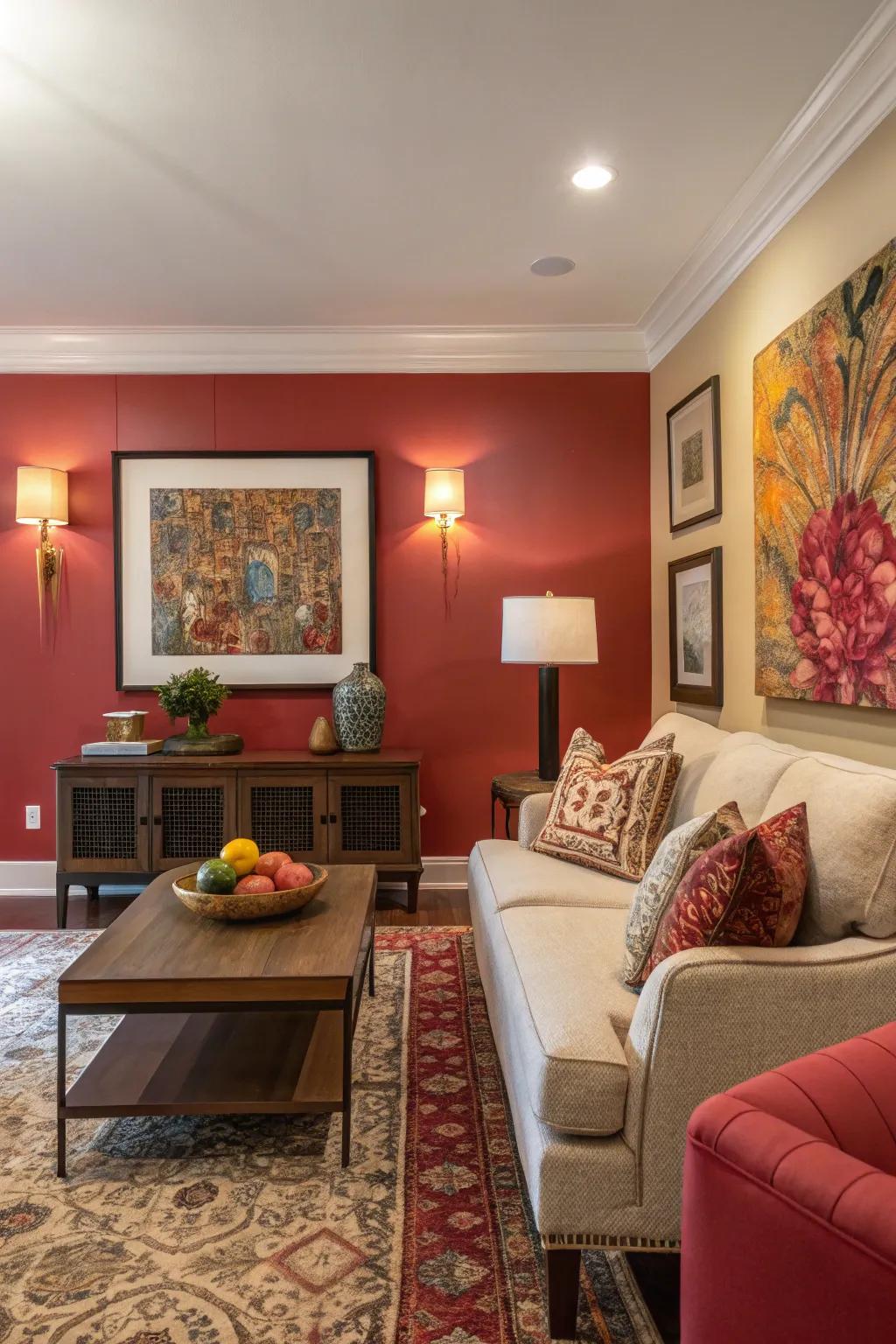 An accent wall can convert your art into the room's core attraction.