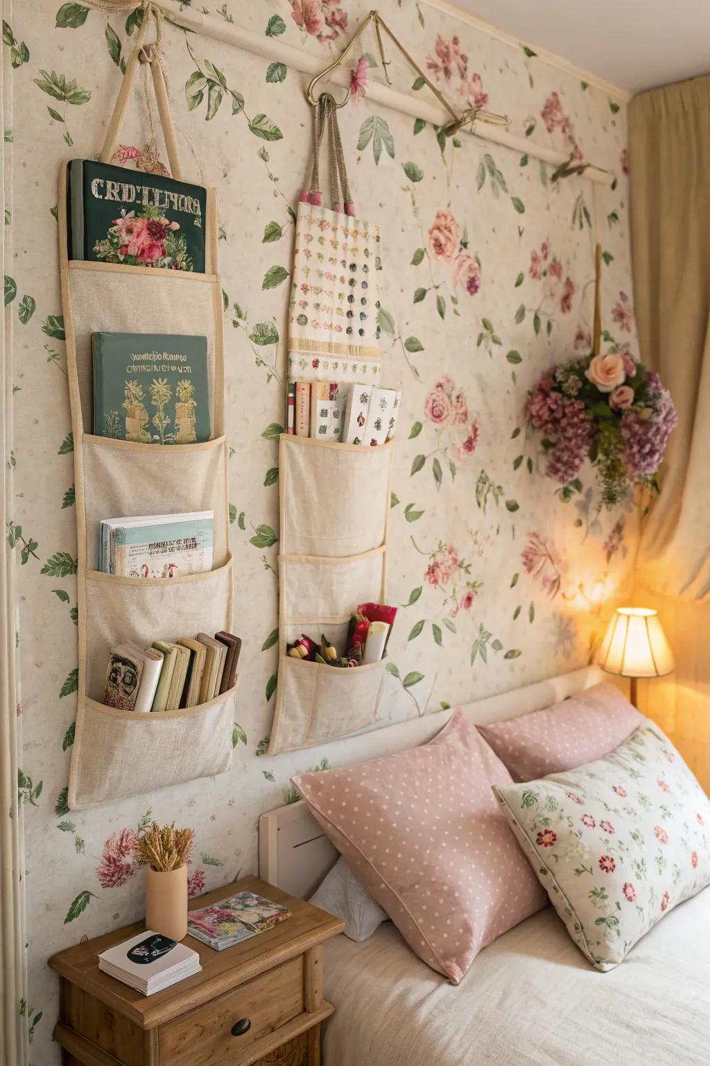 Vintage themed wall pockets offer nostalgic charm to any decor.
