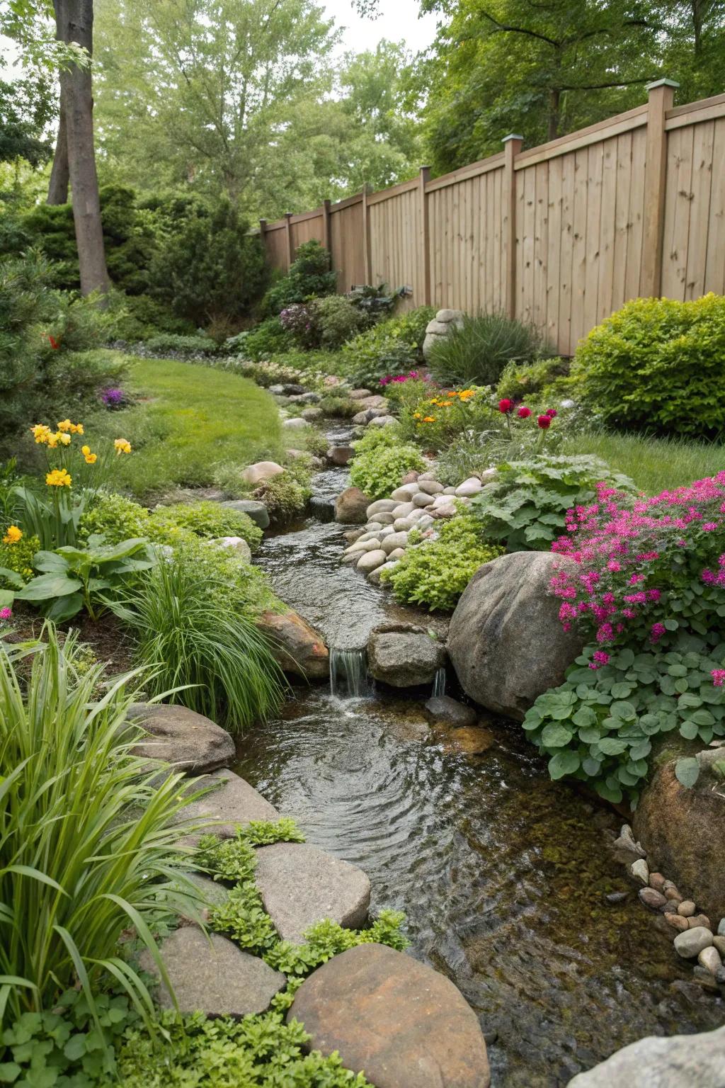 Small waterways bring the magic of a babbling brook to small gardens.