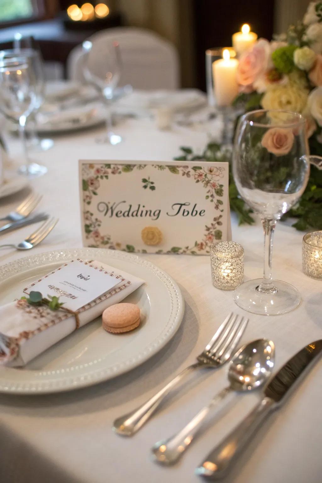 Personalized settings endear your guests with sentiments of appreciation.