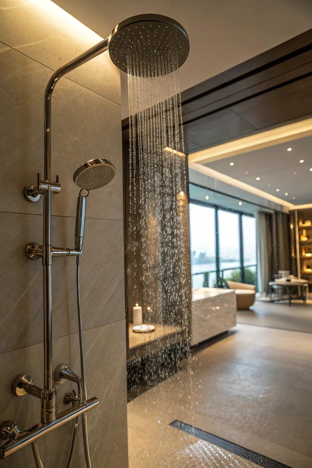 Elegant hardware that amplifies the wet room’s luxury.
