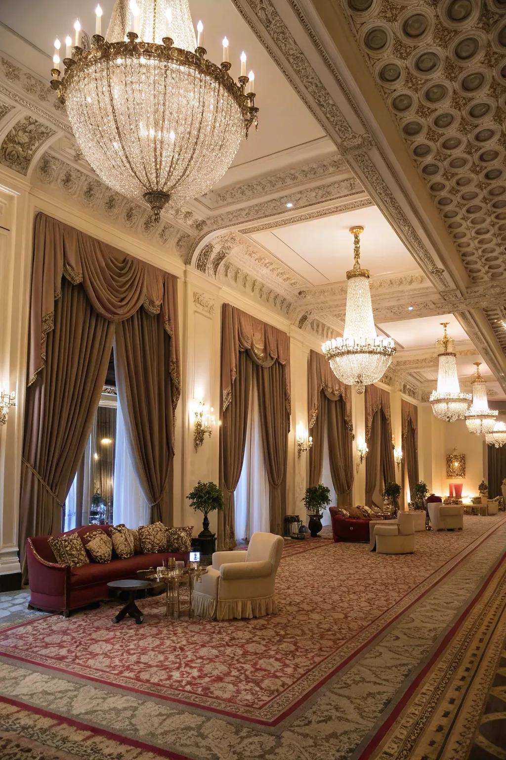 Add grandeur and style with floor-to-ceiling drapes.