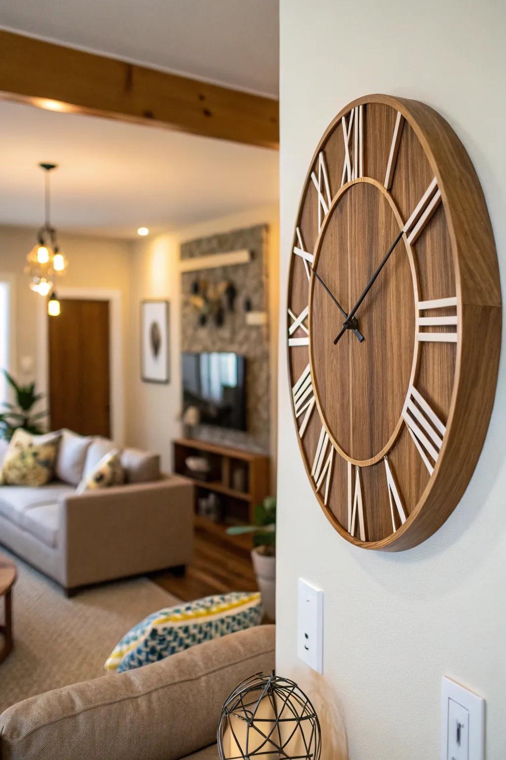 A timber clock blending function with artistic flair.