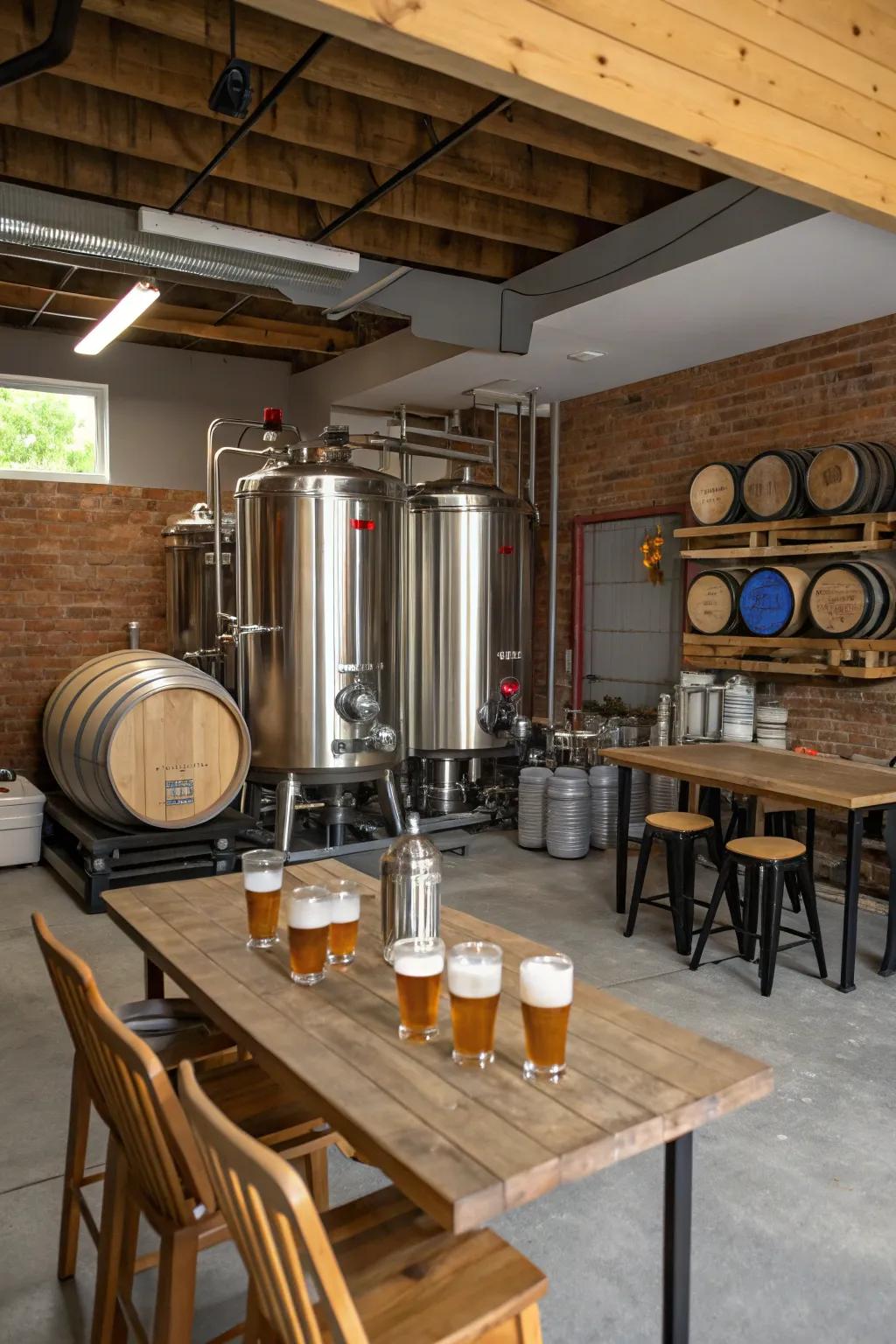 Brew and savor in a garage dedicated to the art of crafting beer.