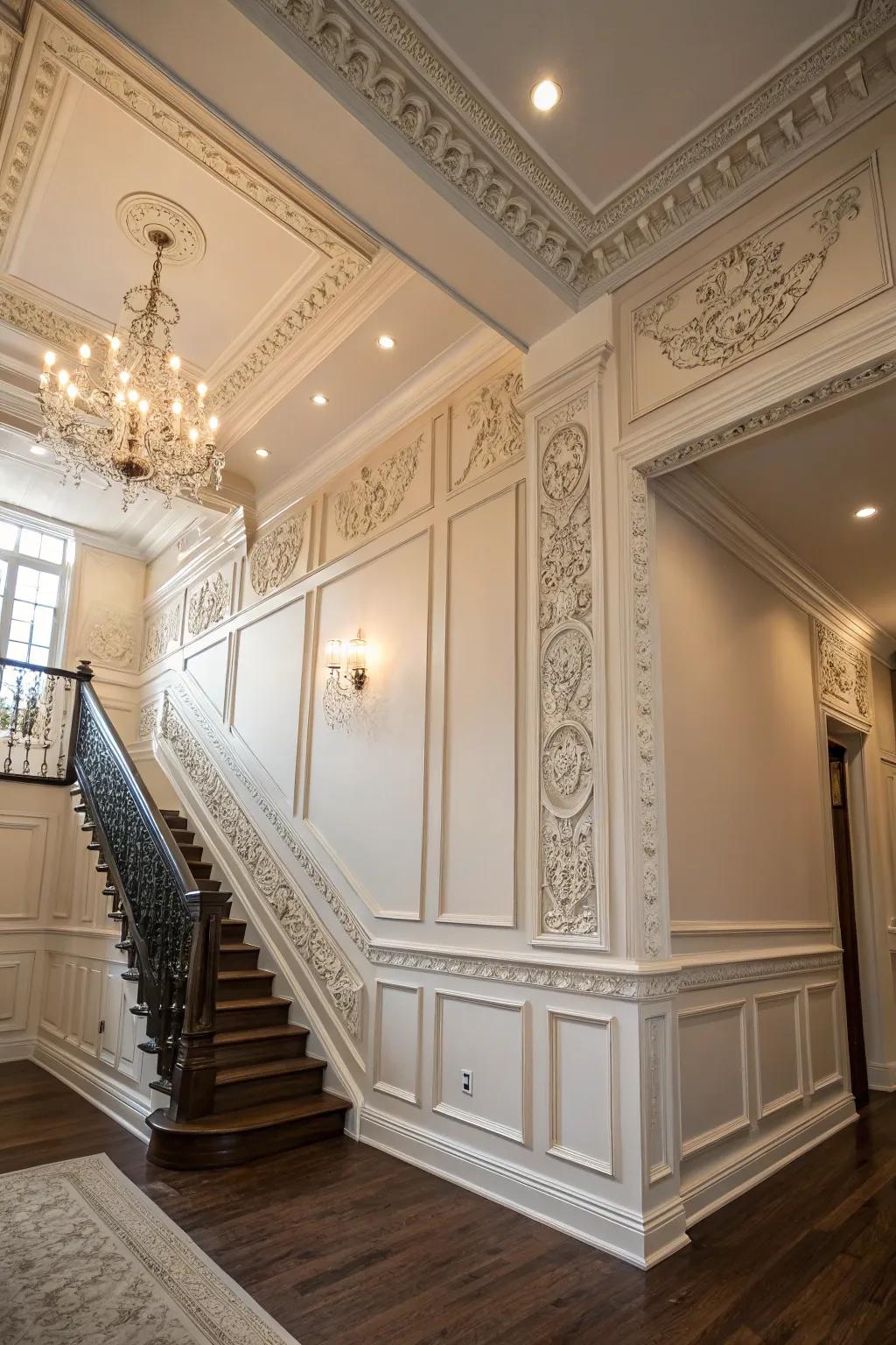 Creative wall trim adds personality and refinement.