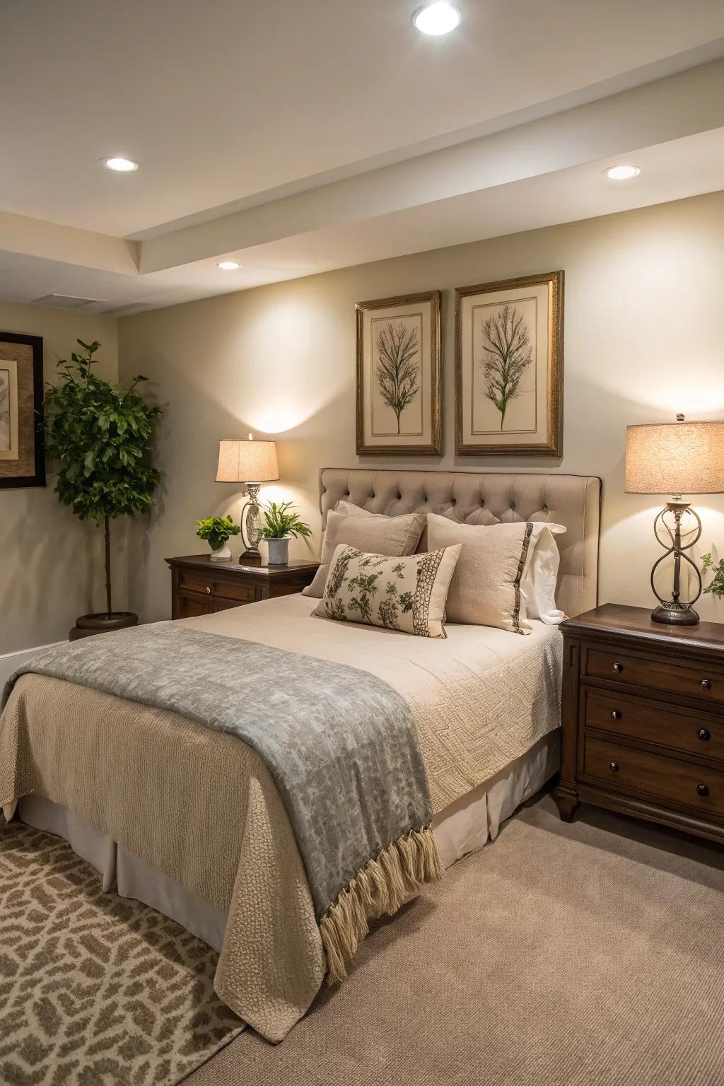Offer guests a comfortable retreat in your basement.