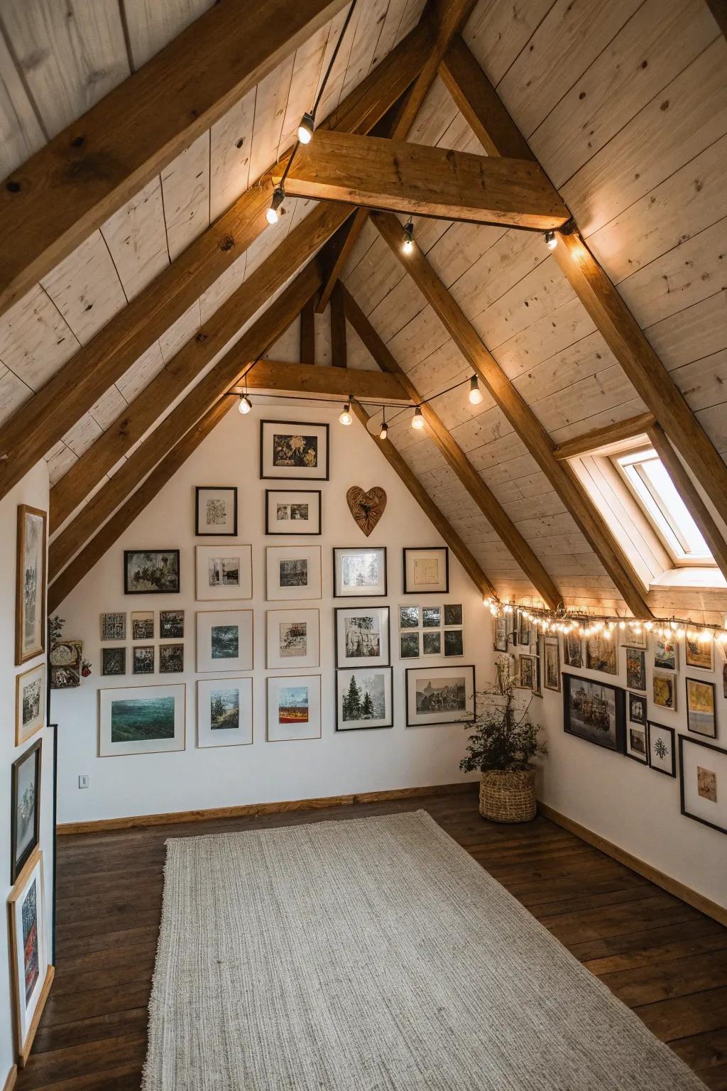 Design a personalized gallery wall to bring character to your attic.