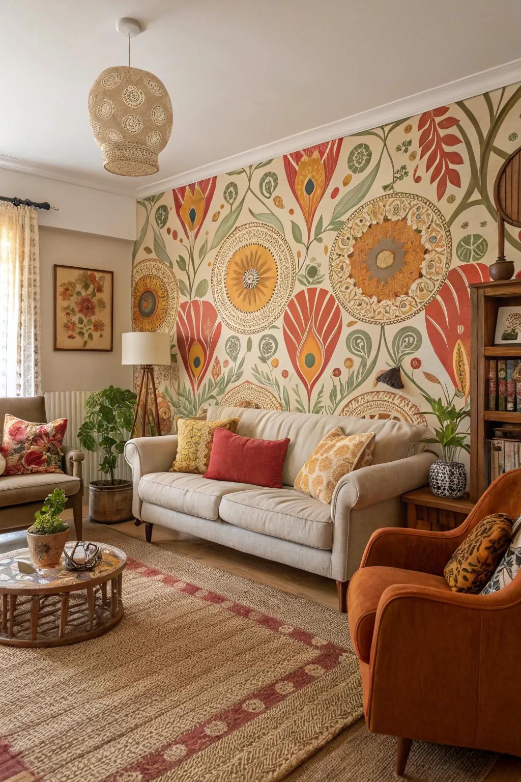 Add nostalgic charm with vintage atmosphere murals.