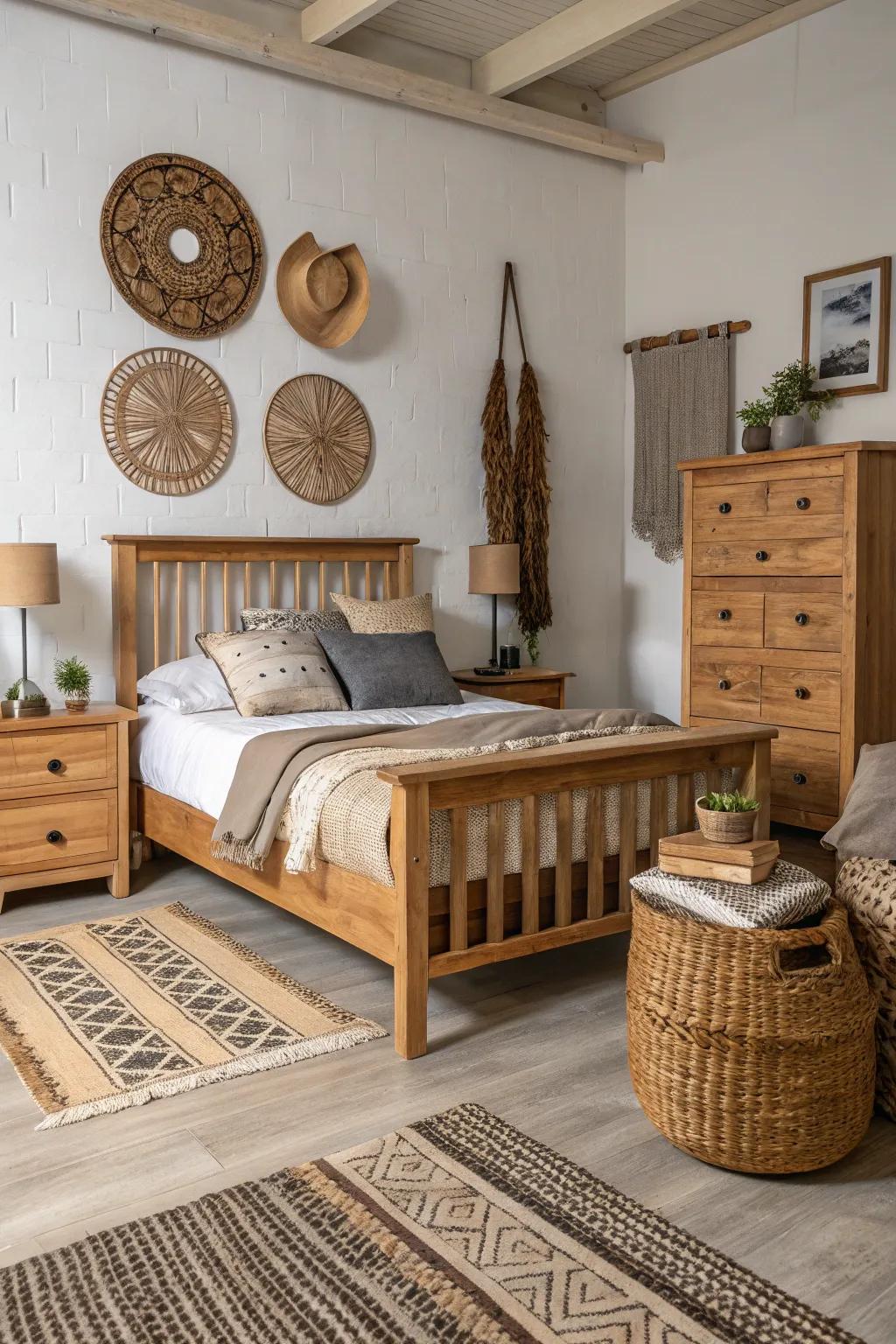 An element of sophistication is infused through the incorporation of unrefined resources like lumber.