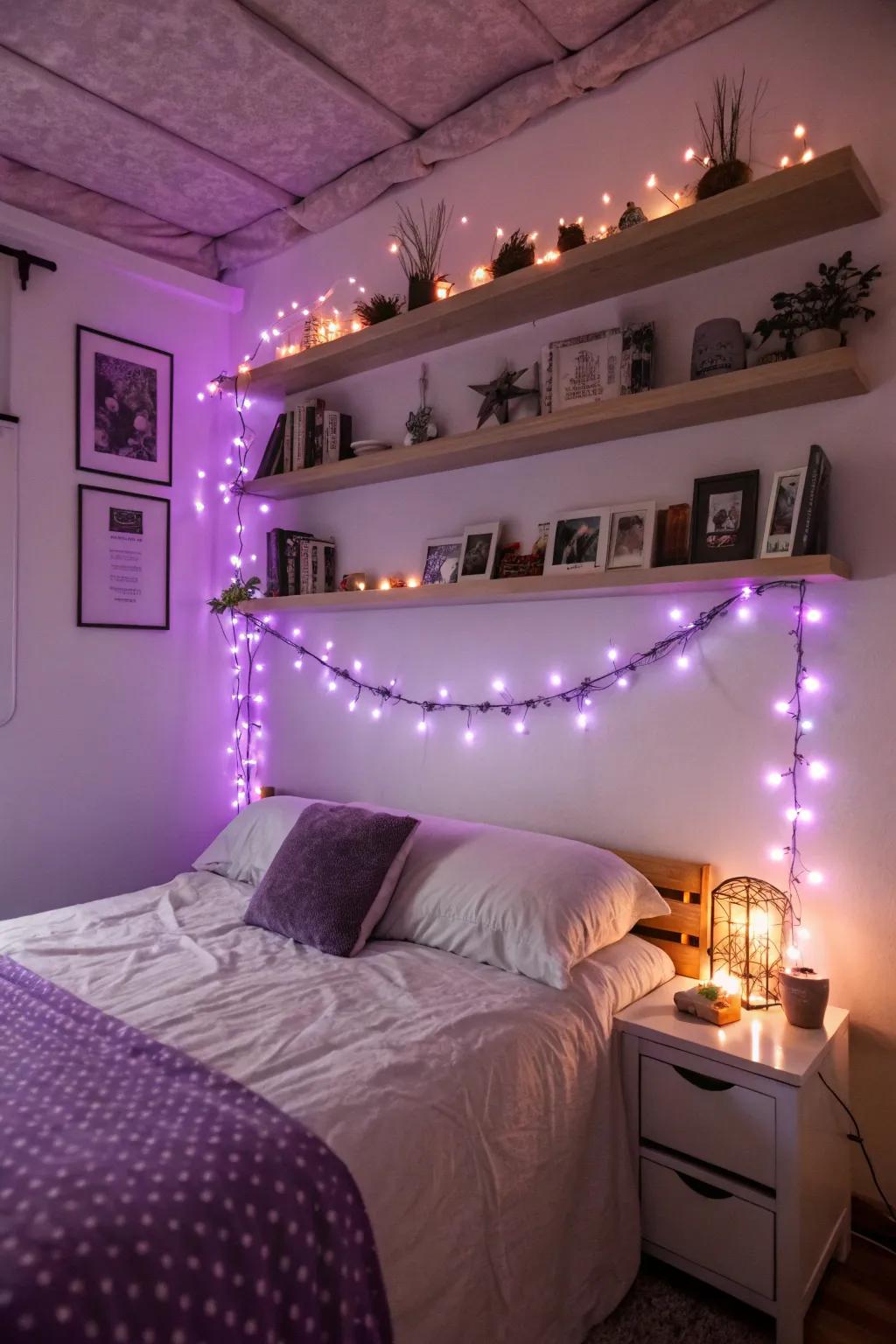 Incorporate charm with amethyst twinkle lights.