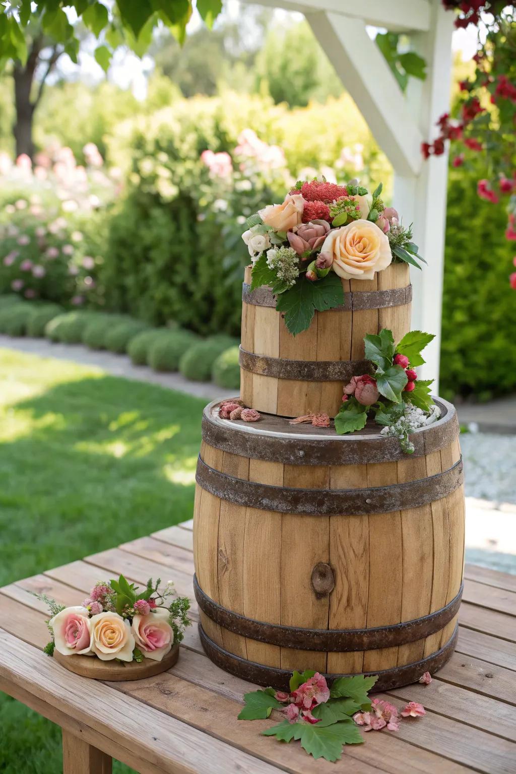Countryside Cask Cake for a Unique Touch