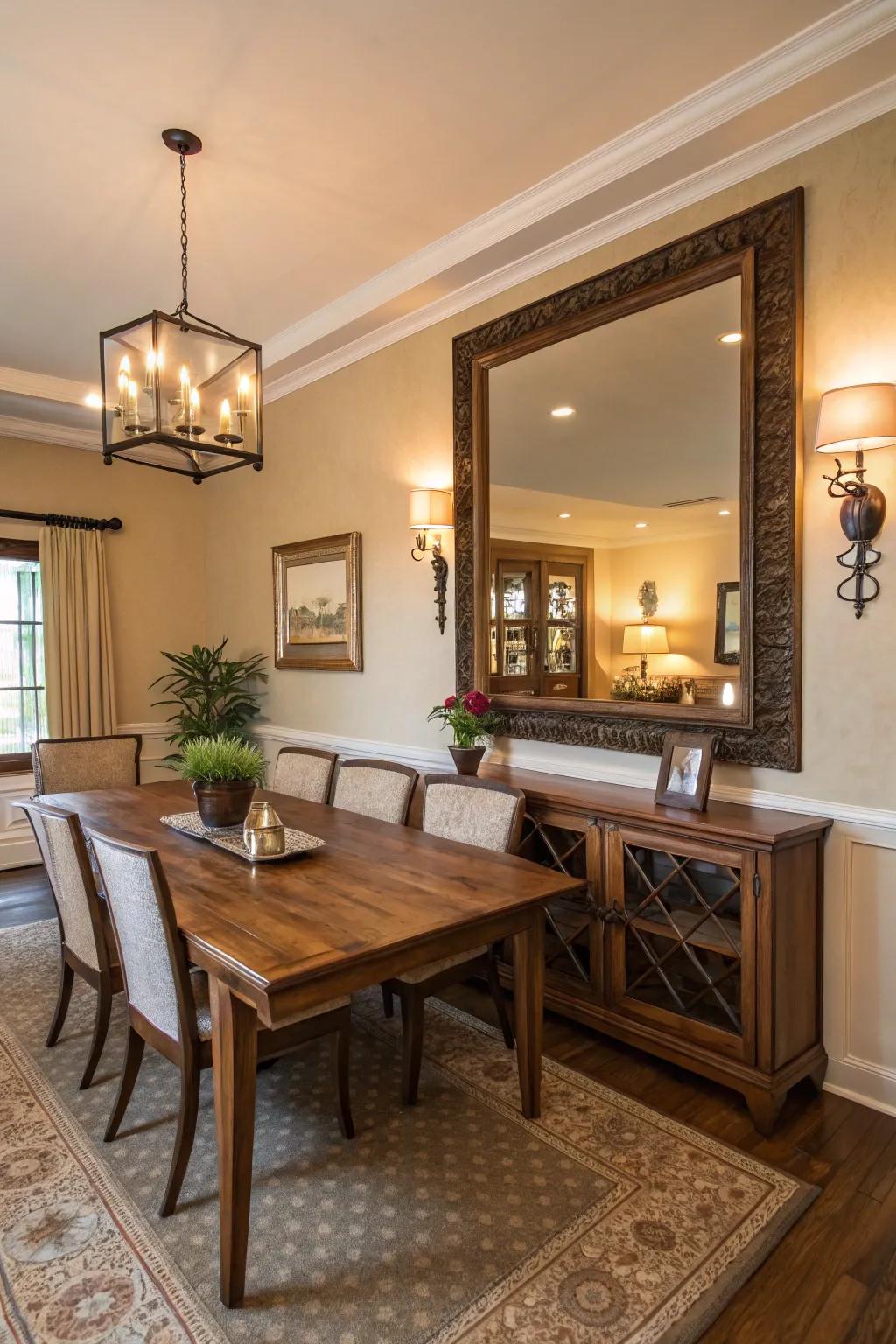 Mirrors amplify light and area.