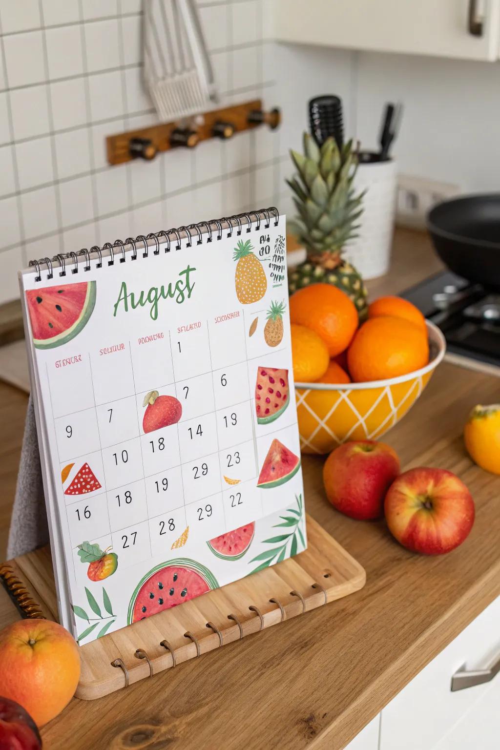 Enhance your calendar with delightful fruit illustrations.