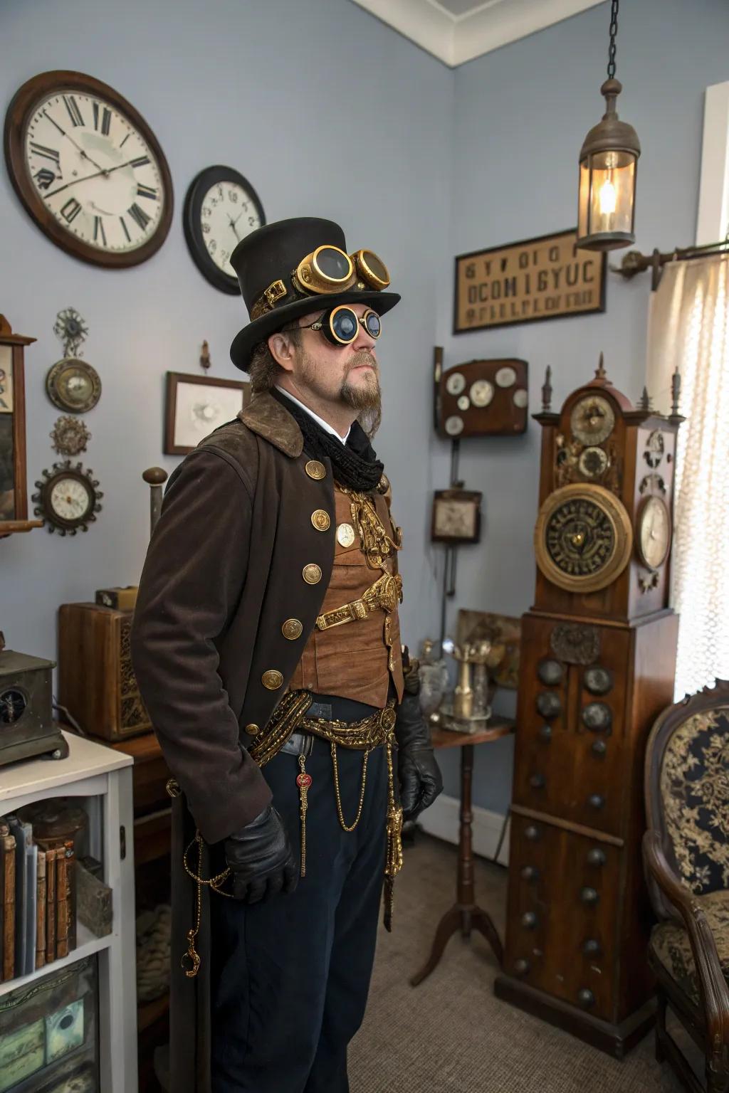 Journey through time with a steam-powered-inspired attire.