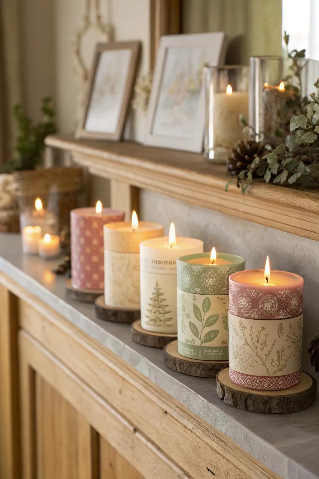 Handmade wax lights incorporate warmth and a personal element.