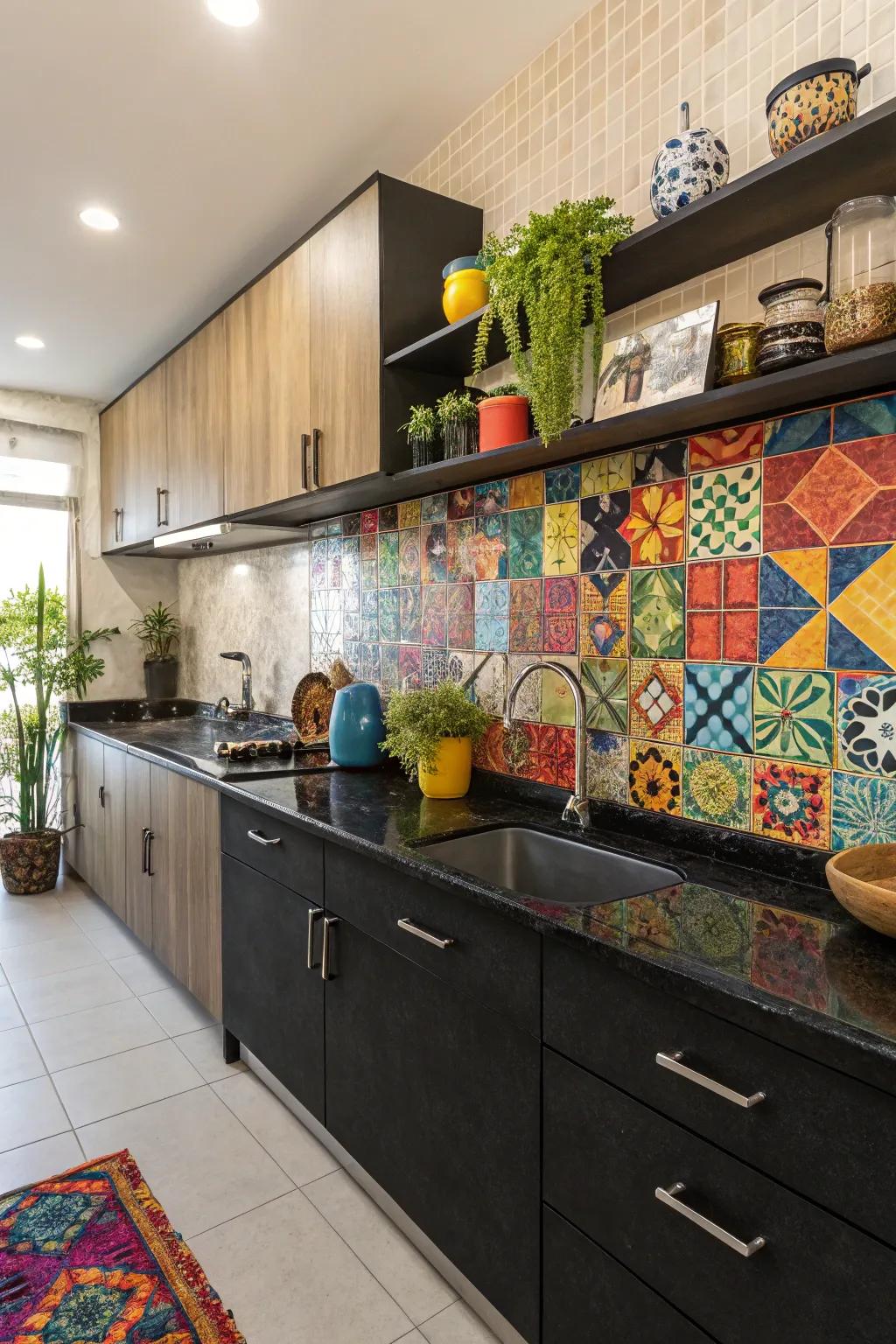 Mosaic tiles add an artistic and vibrant flair to kitchens.