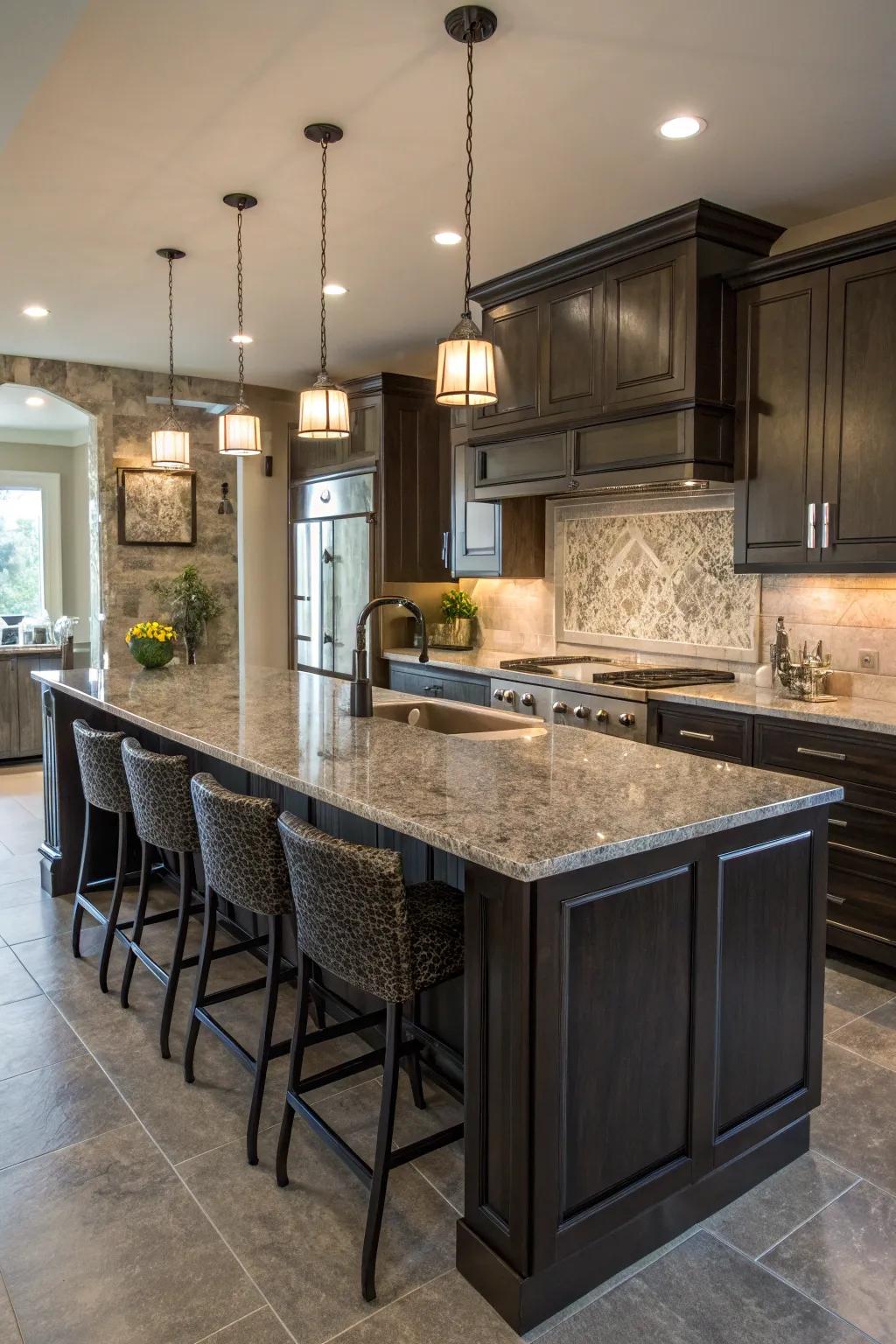 Island integration leads to a unified kitchen design.