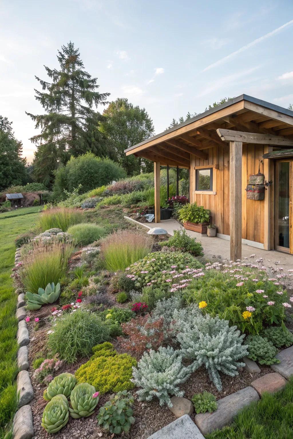 A rooftop garden provides flora and charm.