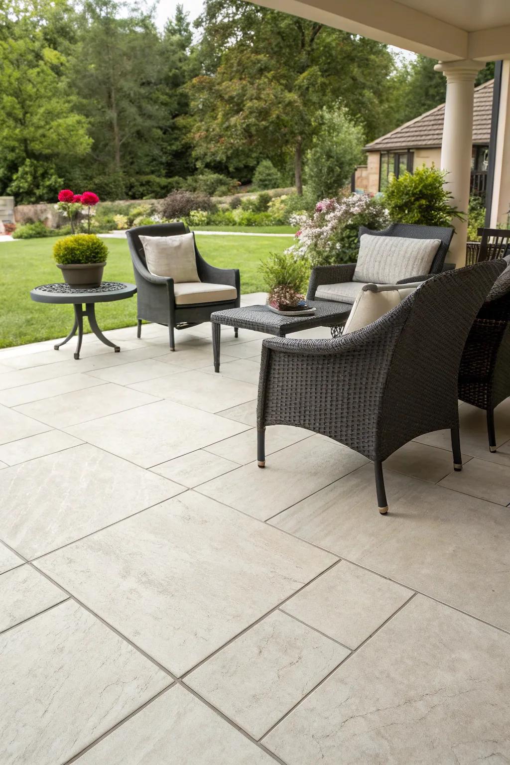 Ceramic tiles bring a dash of polish and sophistication to patios.