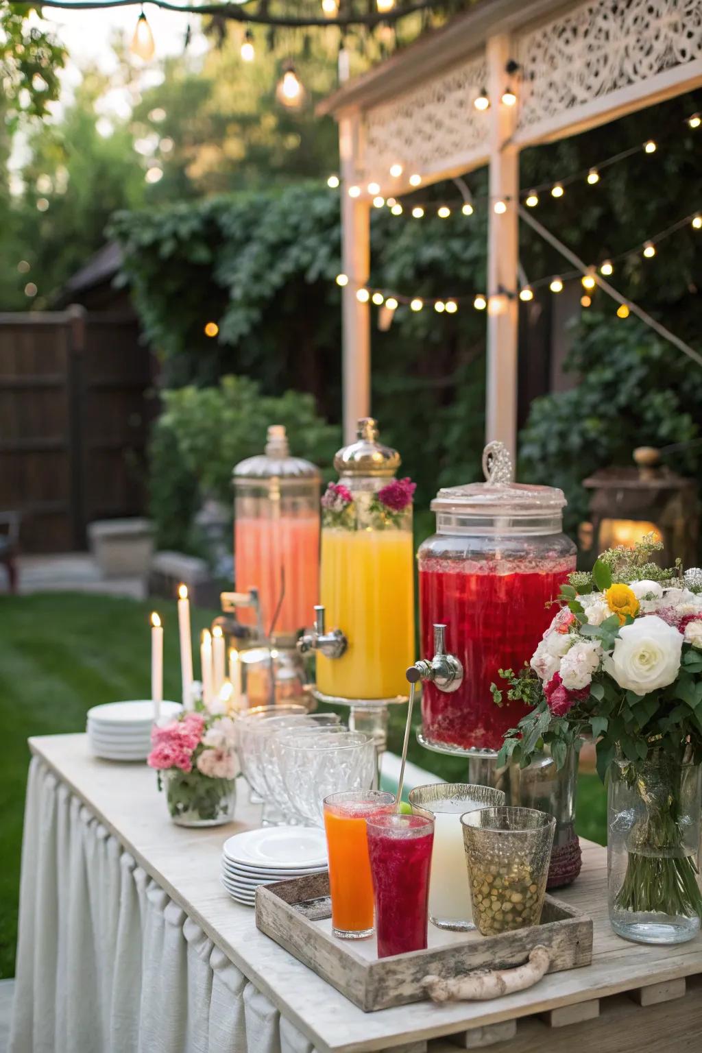 An inventive beverage station offers tailored beverage options for attendees.