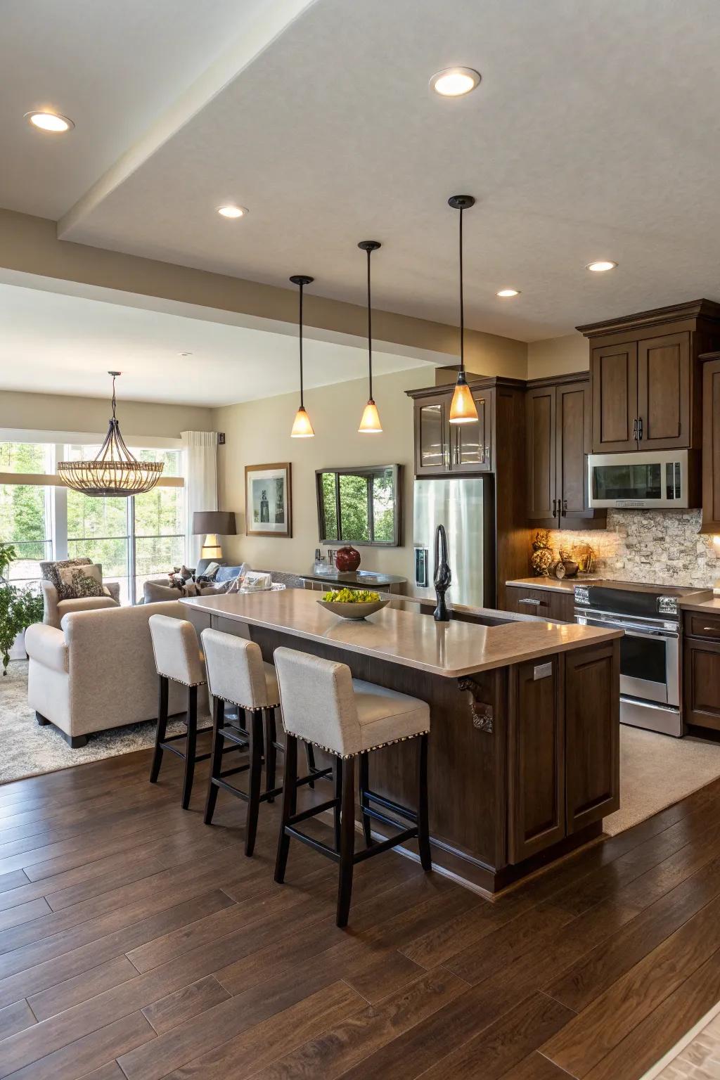 An open layout improves flow and connectivity in your home.