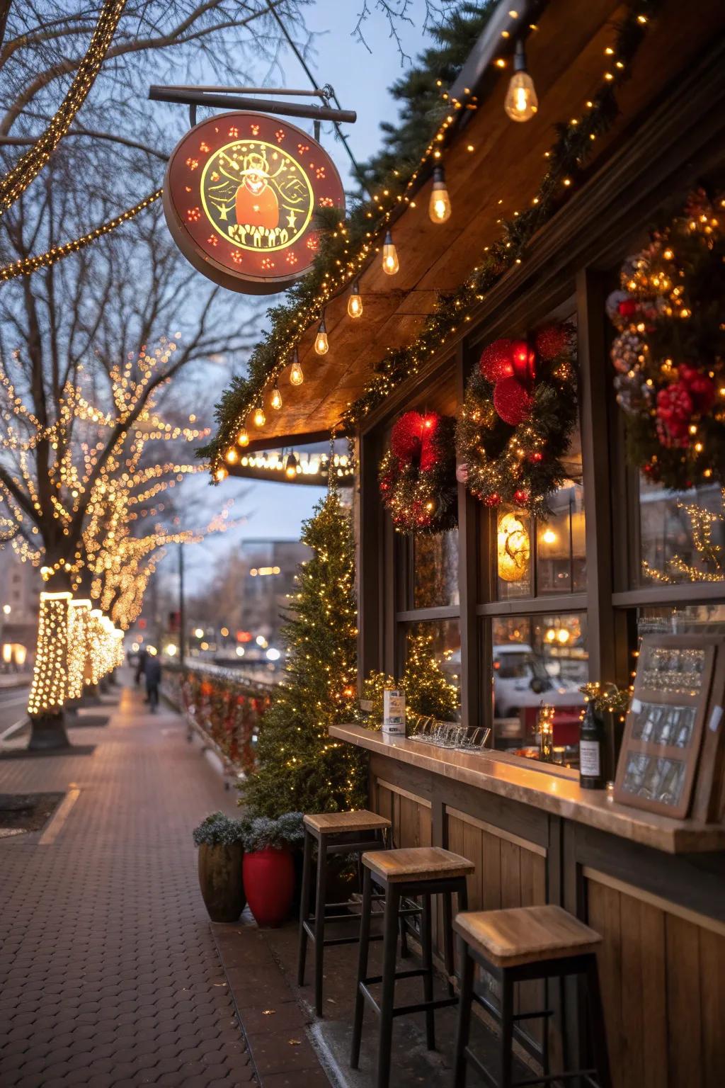Seasonal signs add variety and maintain bar décor's freshness.