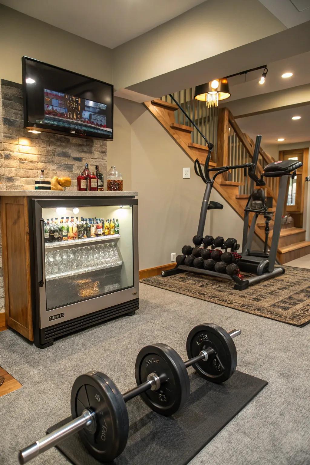 A refreshment station helps you stay hydrated and energized.