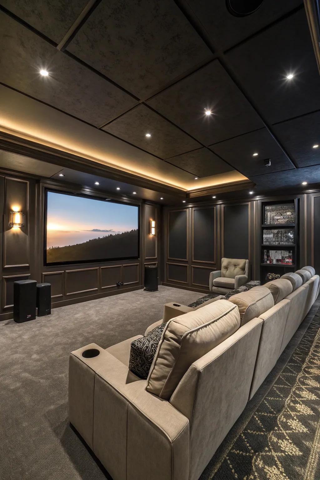 Hidden tech generates a streamlined and uncluttered look in your home cinema.