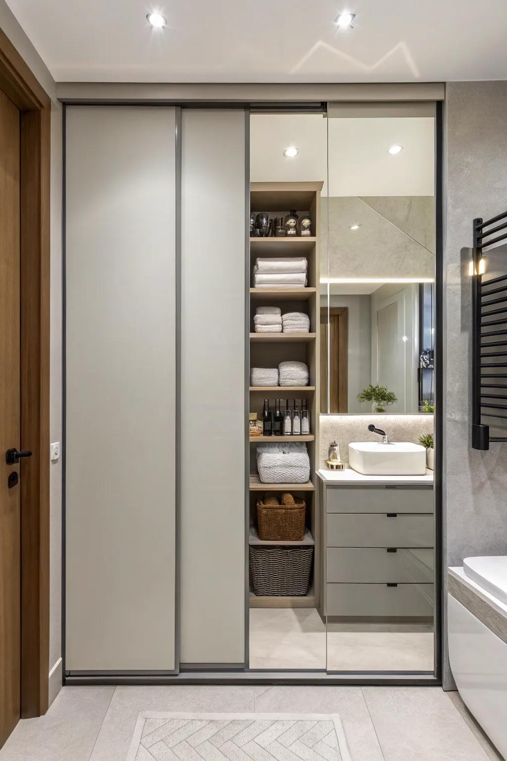 Sliding doors contribute refinement and conserve space.