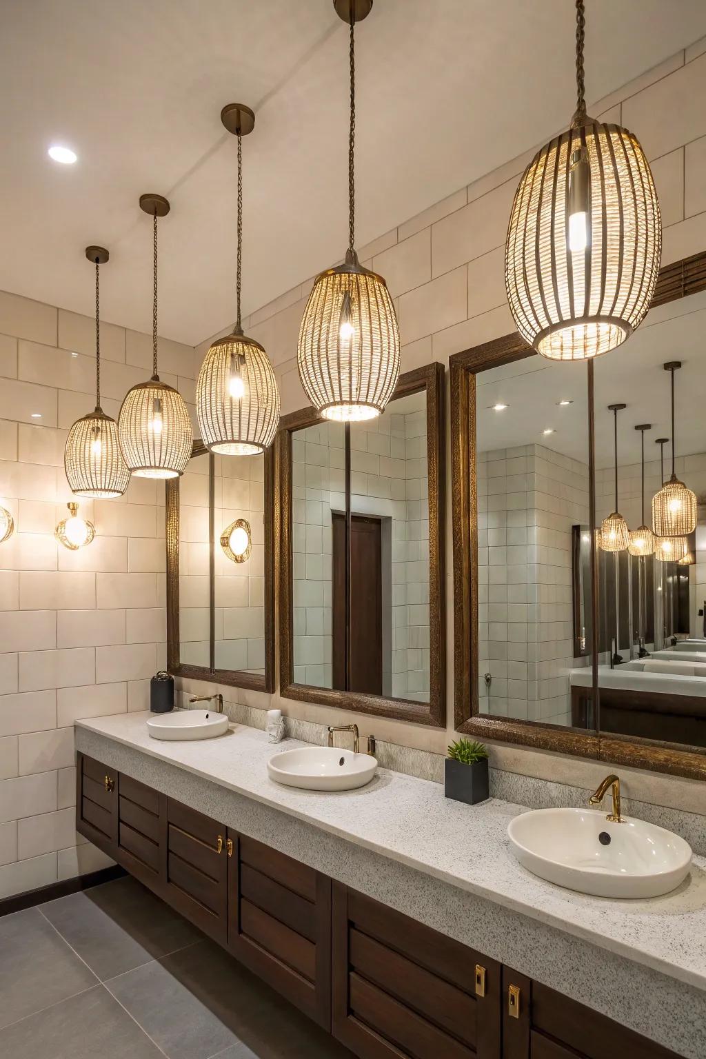 Pendant lights give a surprising twist.