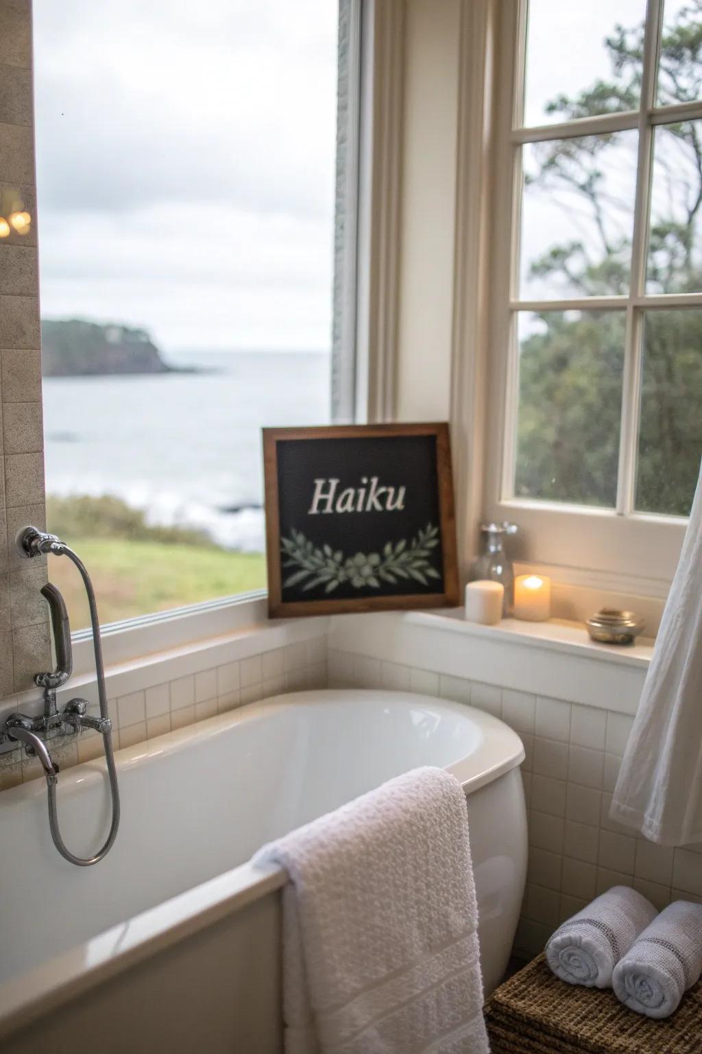 Infuse art into your area through poetic bathroom markers.
