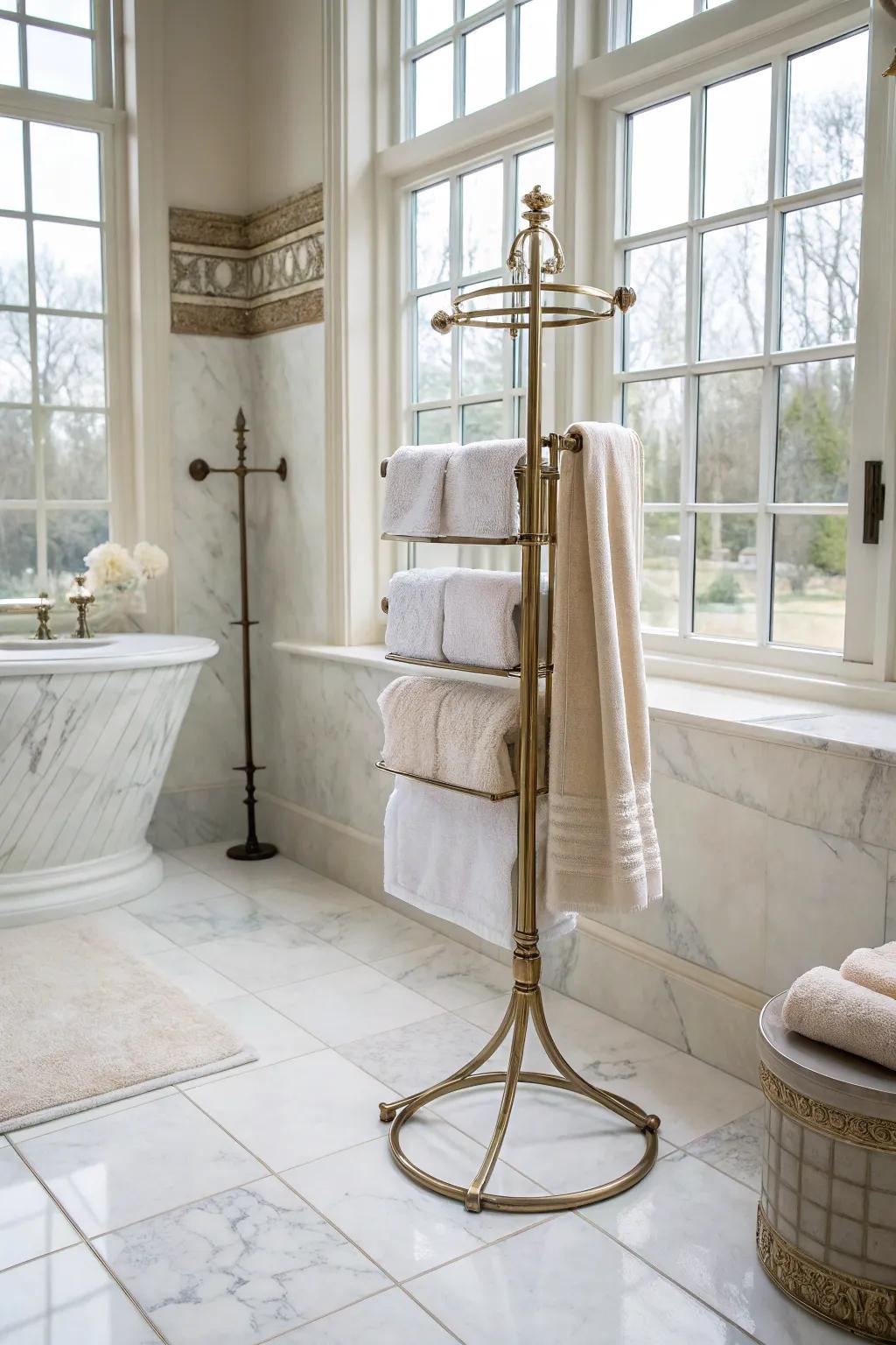 Standalone stands ensure freedom inside towel storage.