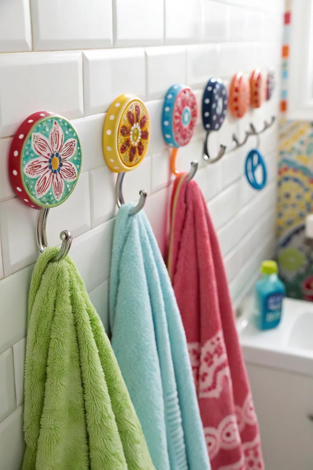 Ceramic hangers introduce a splash of color and fun.