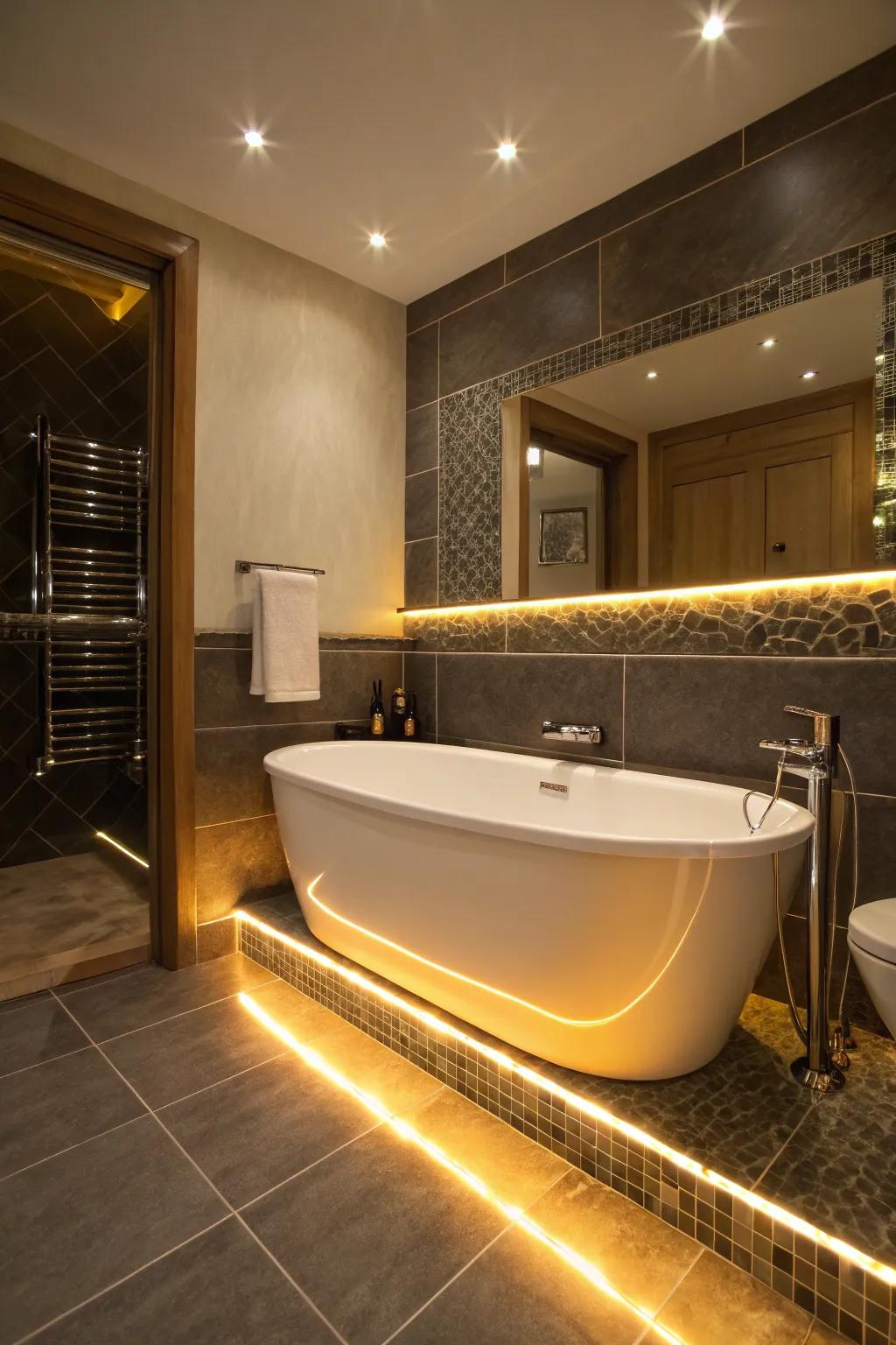 Amplify your bathroom's ambiance with accent lighting.
