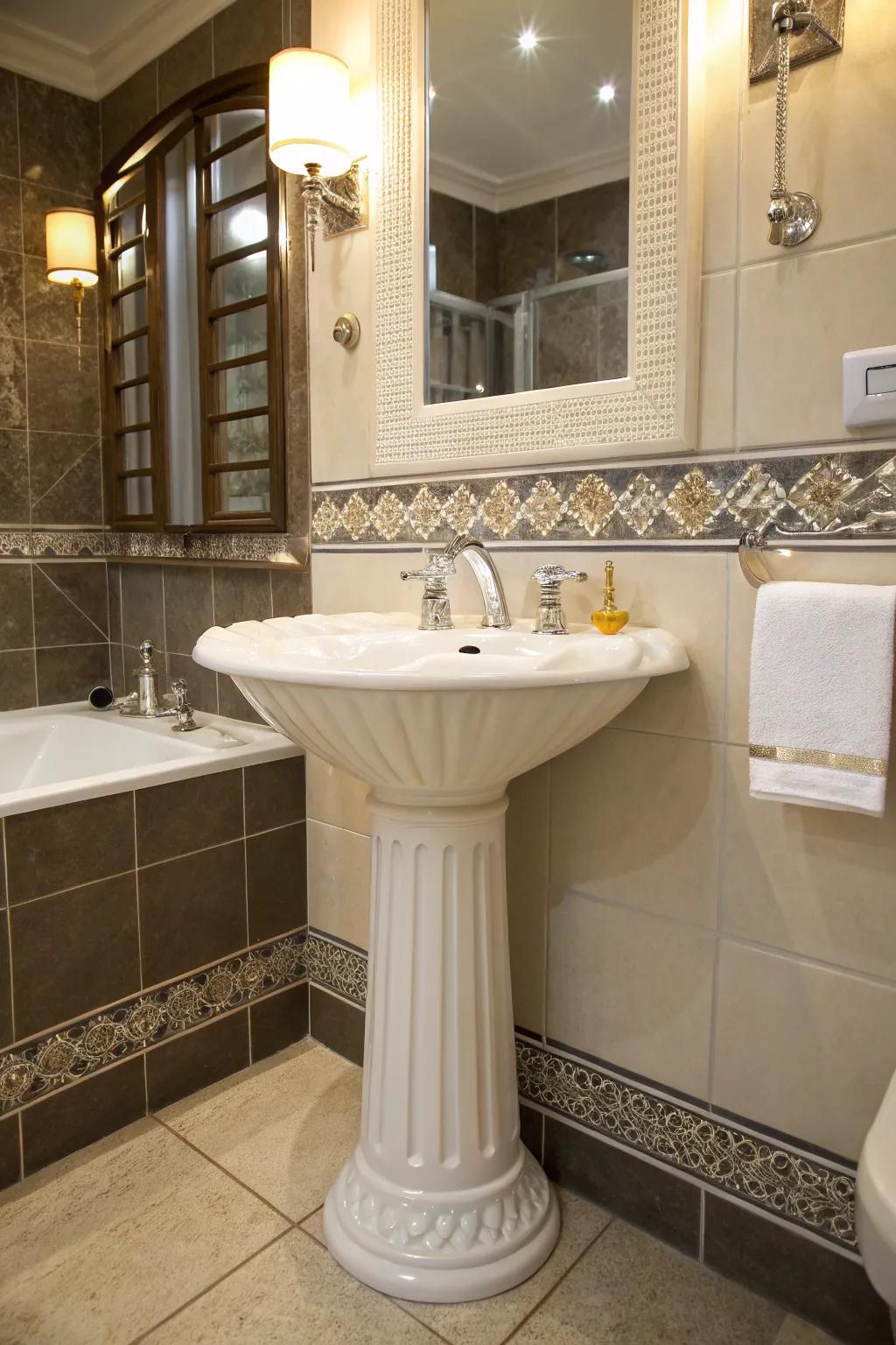 Make a bold design statement with an expressive pedestal sink.