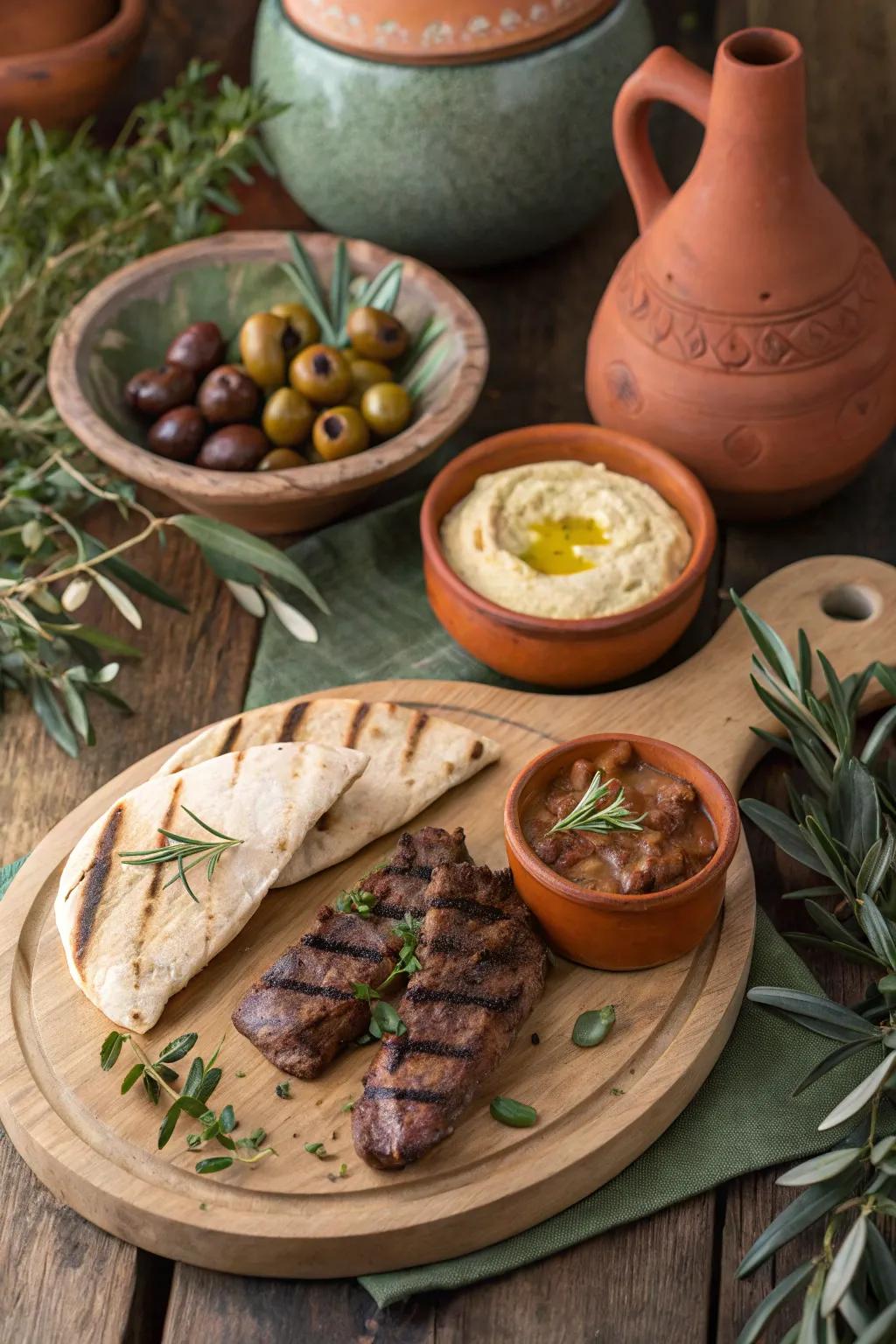 A tasty Mediterranean Mezze BBQ setup.