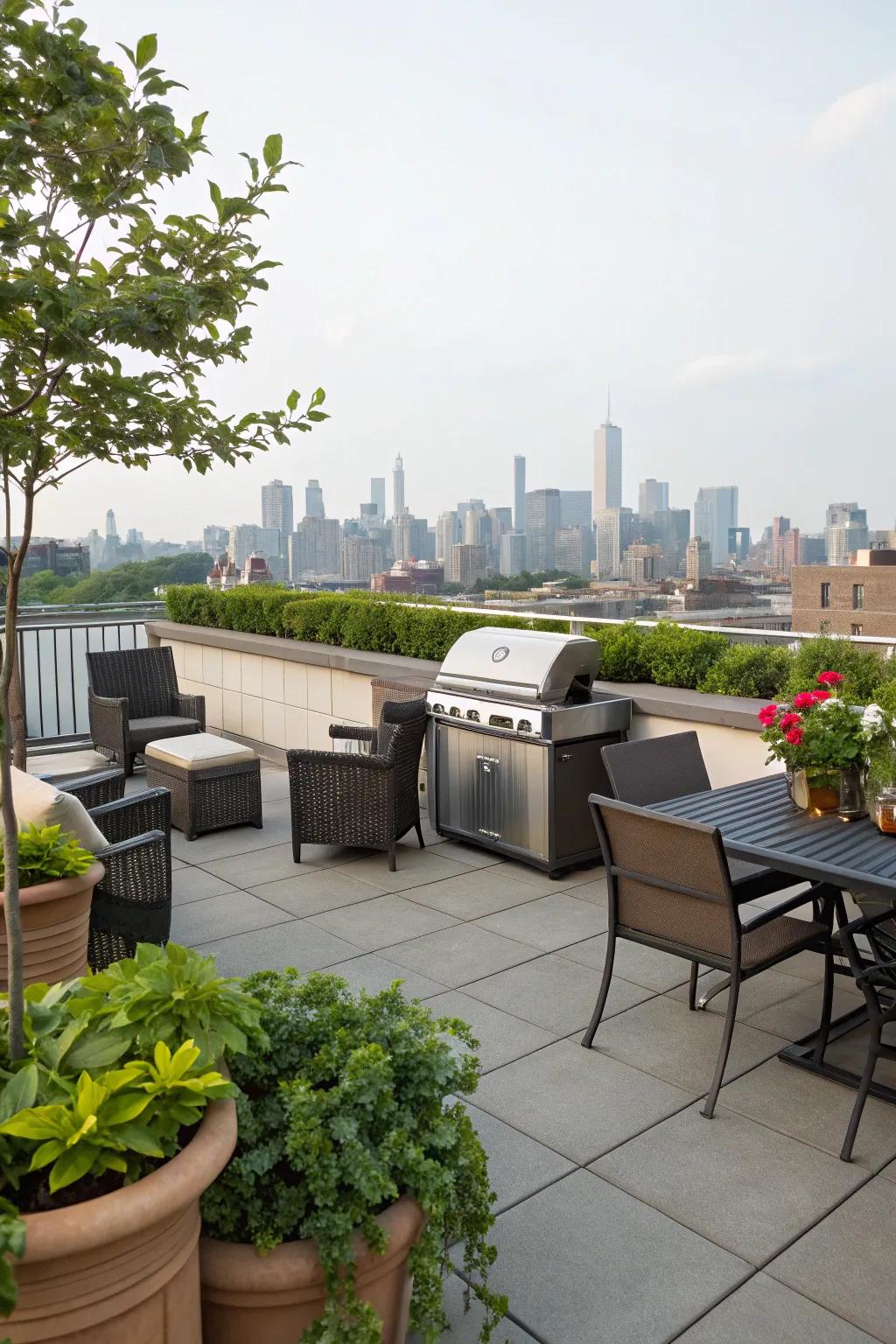 A rooftop BBQ zone delivers stunning views and a singular experience.