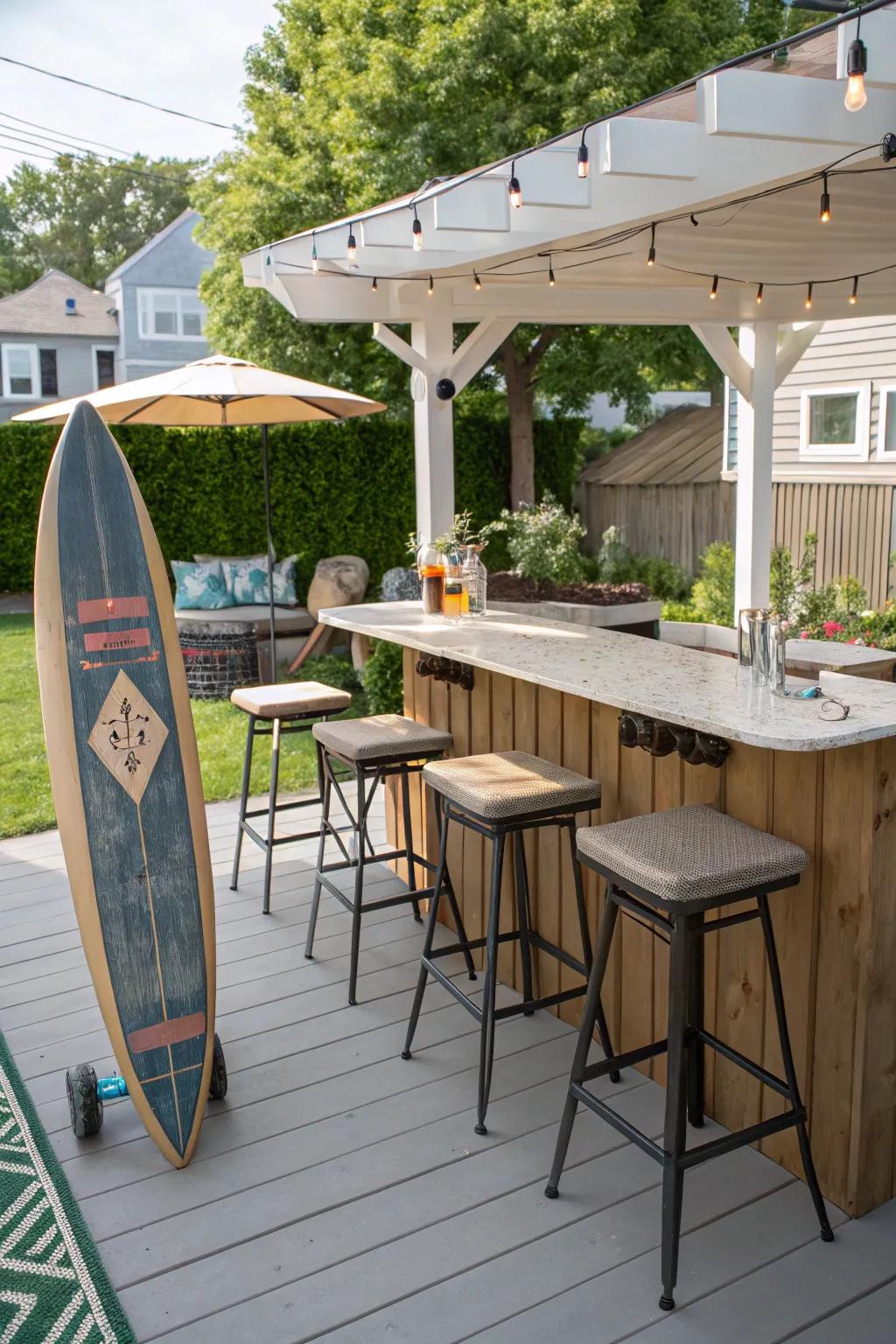 An outdoor bar spot can be a fun and useful addition to your yard.